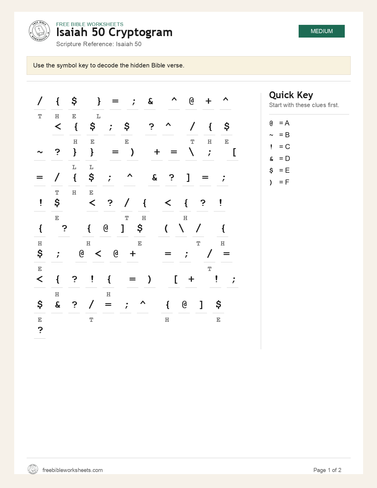 Isaiah 50 Cryptogram preview