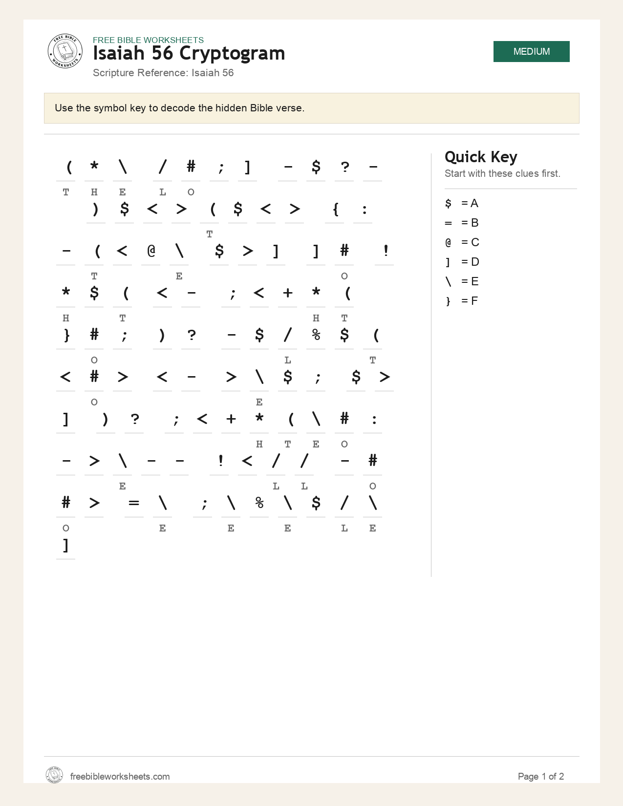 Isaiah 56 Cryptogram preview