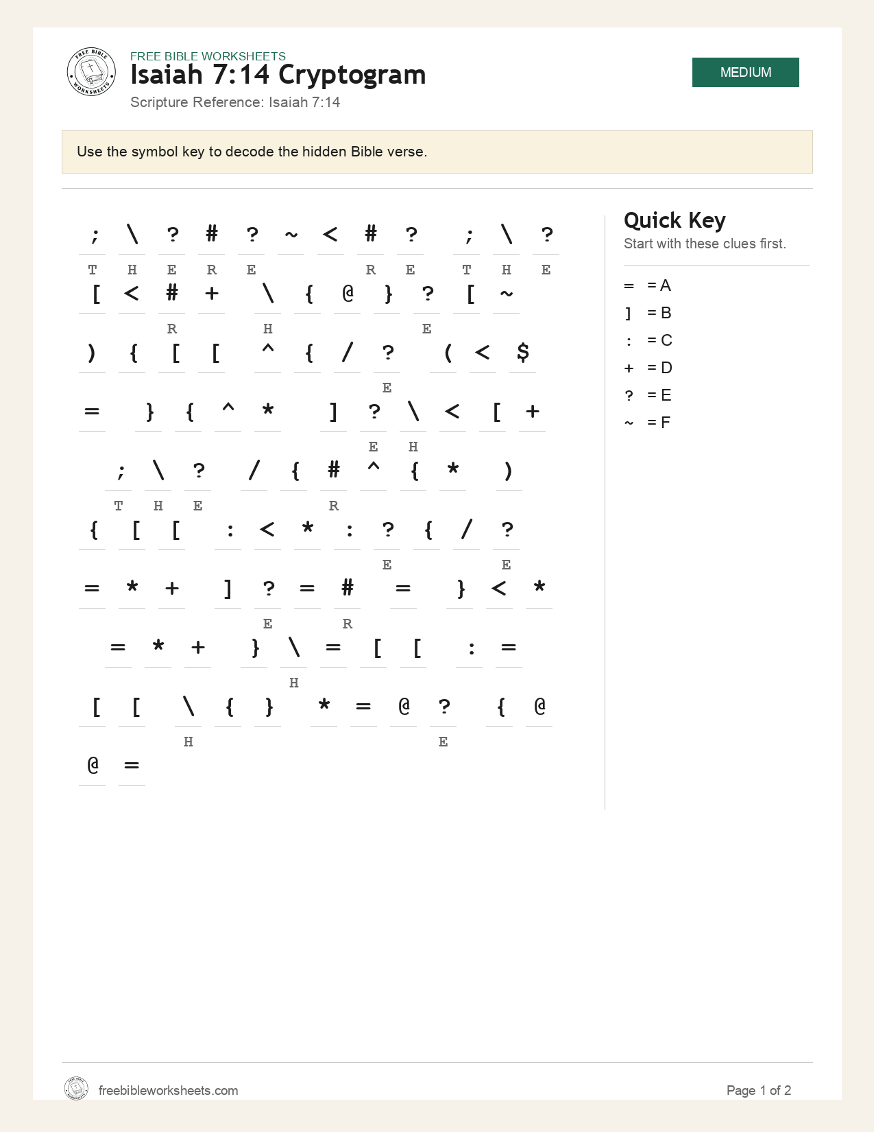 Isaiah 7:14 Cryptogram preview