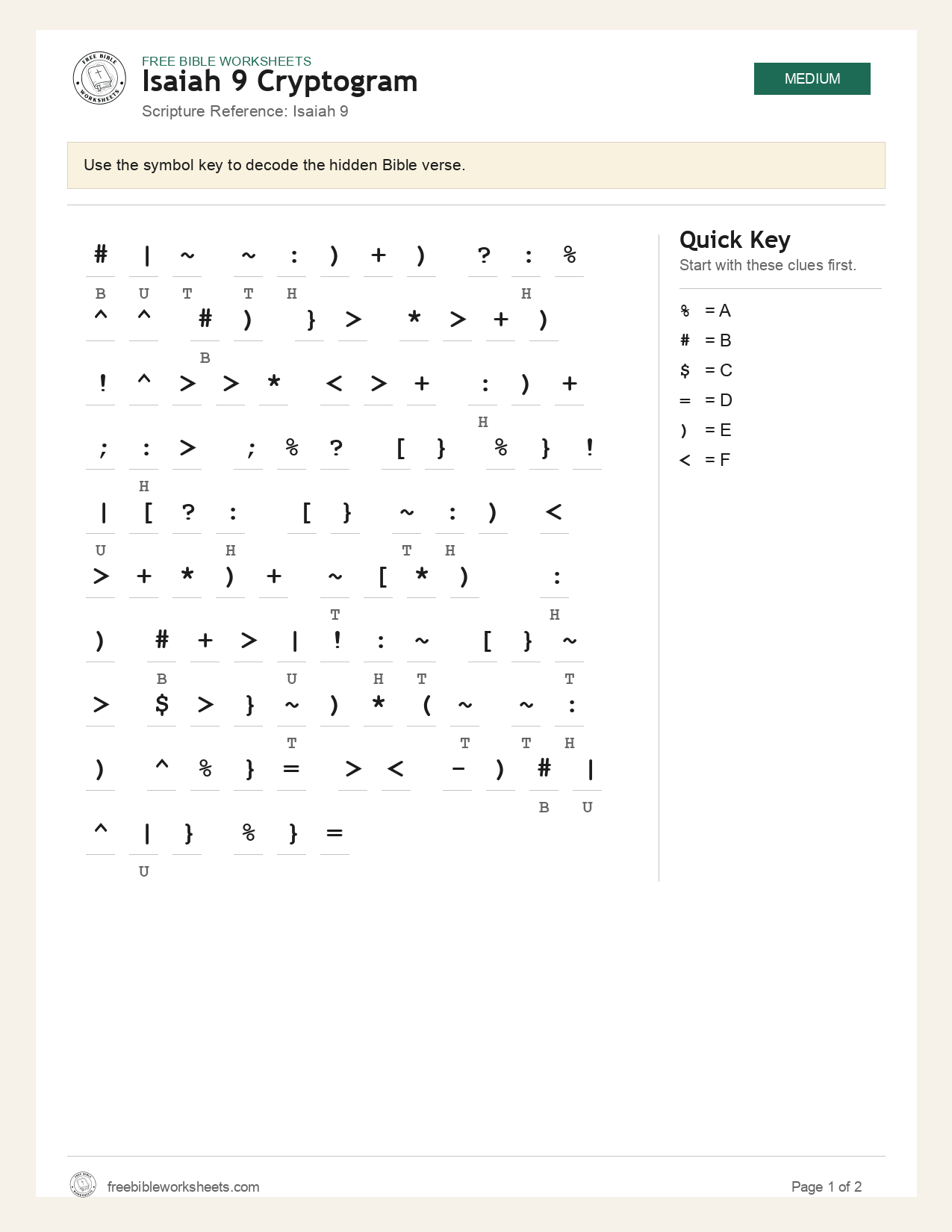 Isaiah 9 Cryptogram preview