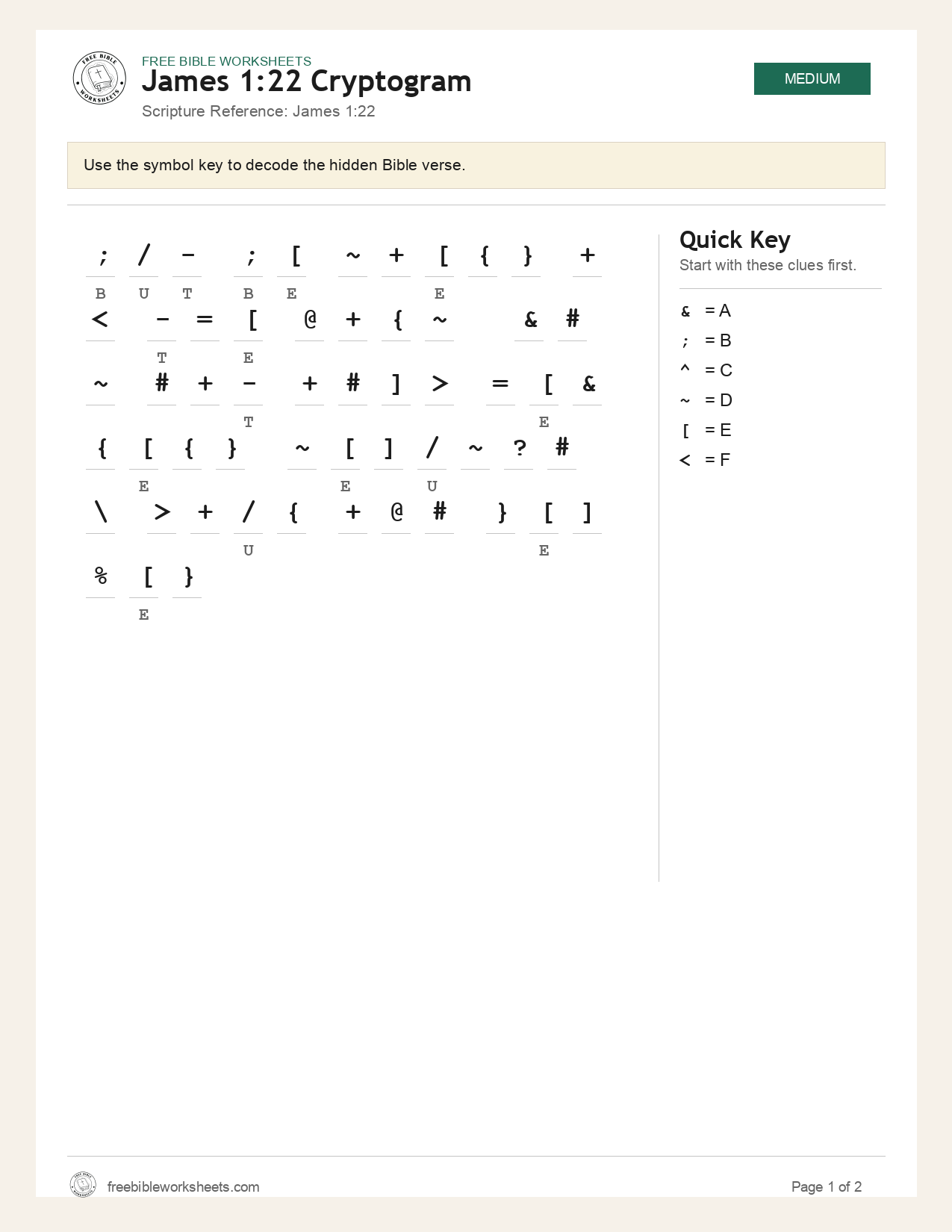 James 1:22 Cryptogram preview