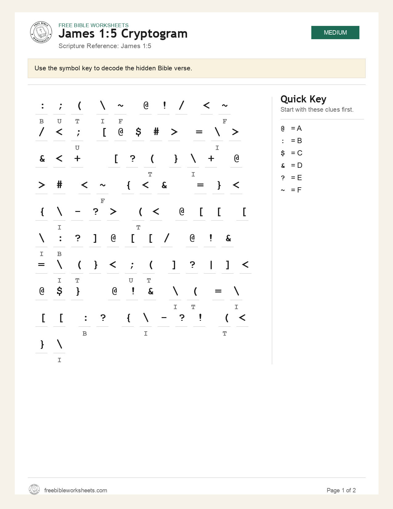 James 1:5 Cryptogram preview
