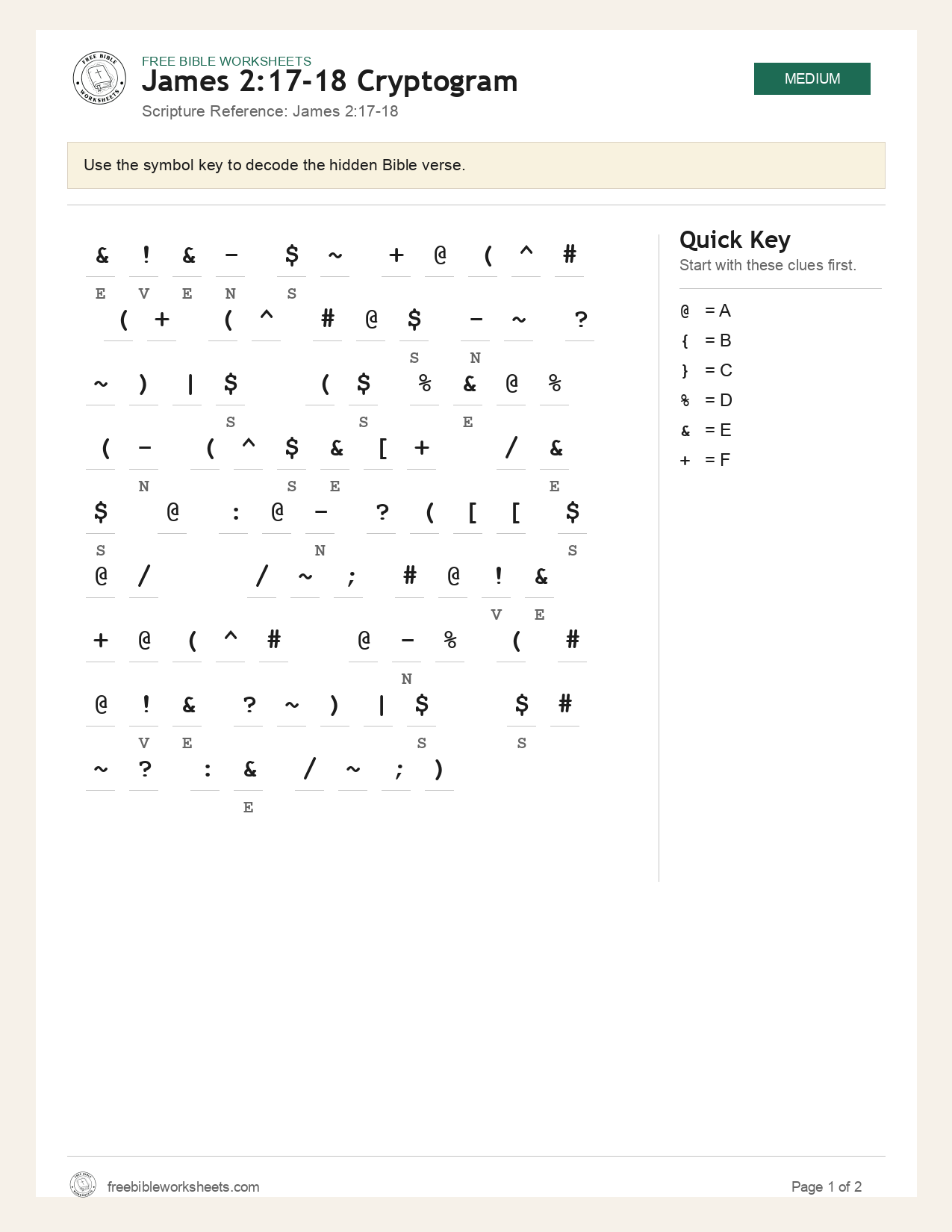 James 2:17-18 Cryptogram preview