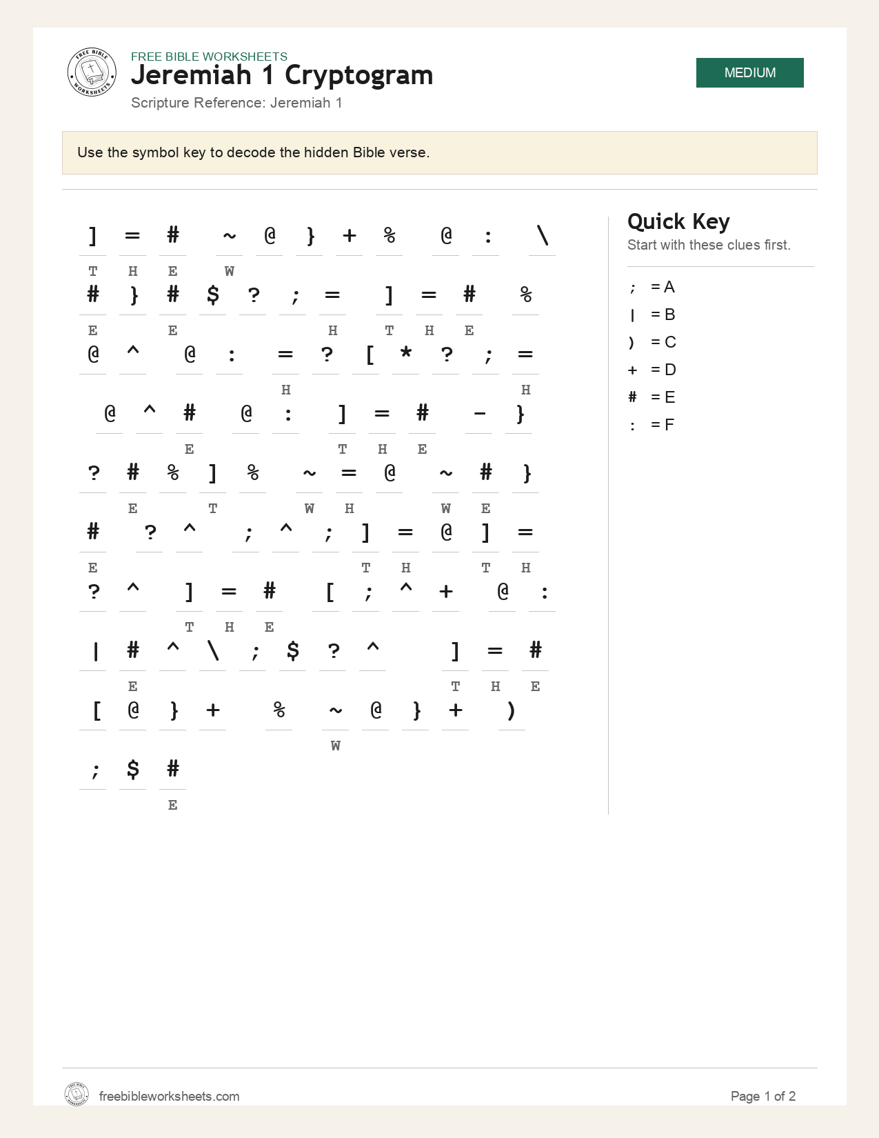 Jeremiah 1 Cryptogram preview