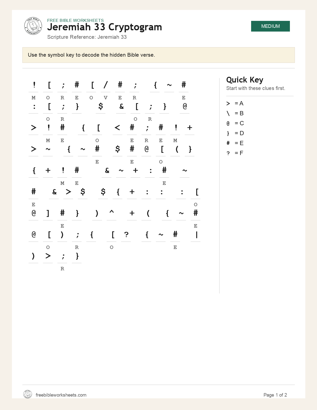 Jeremiah 33 Cryptogram preview