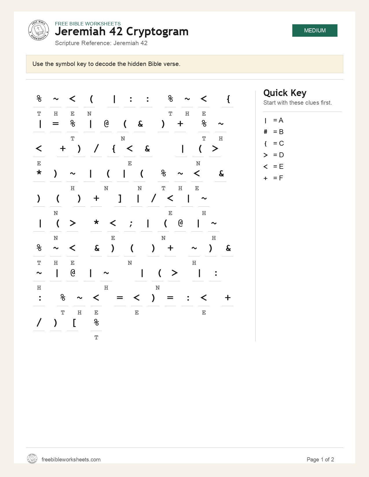 Jeremiah 42 Cryptogram preview
