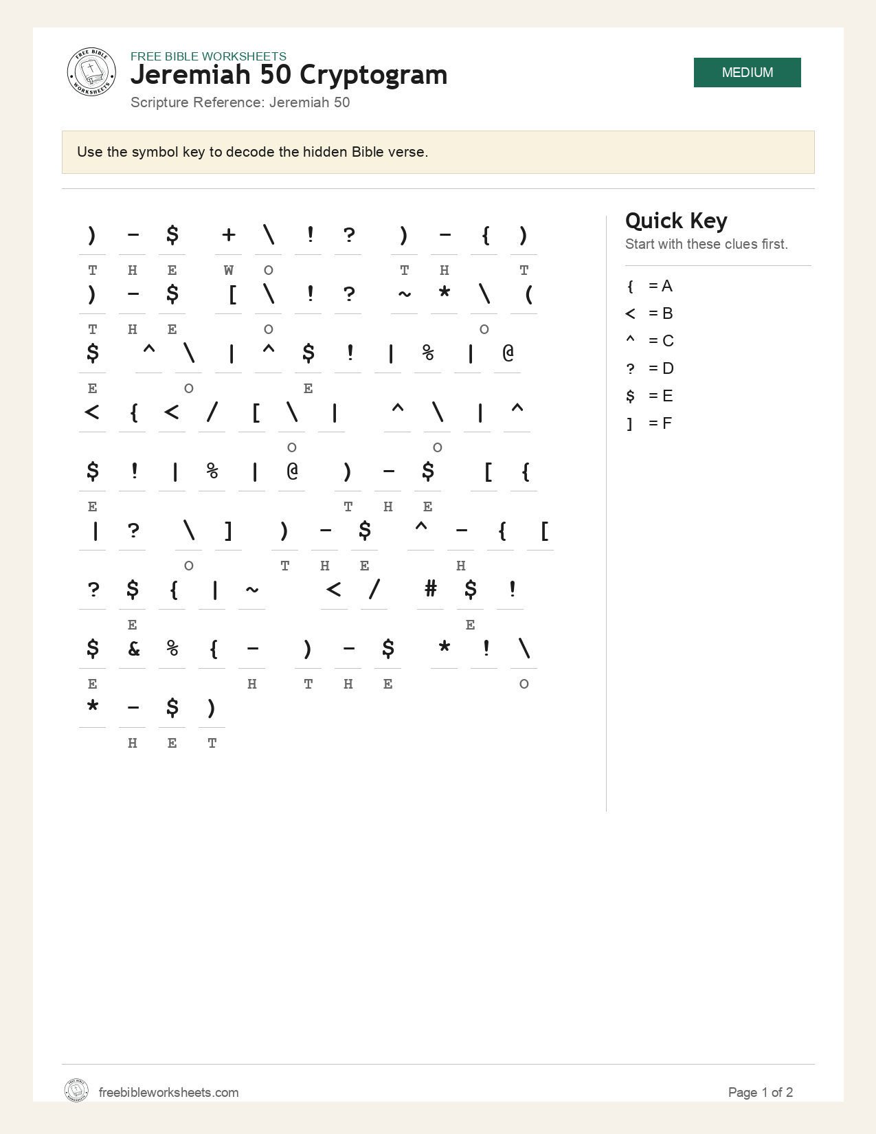 Jeremiah 50 Cryptogram preview