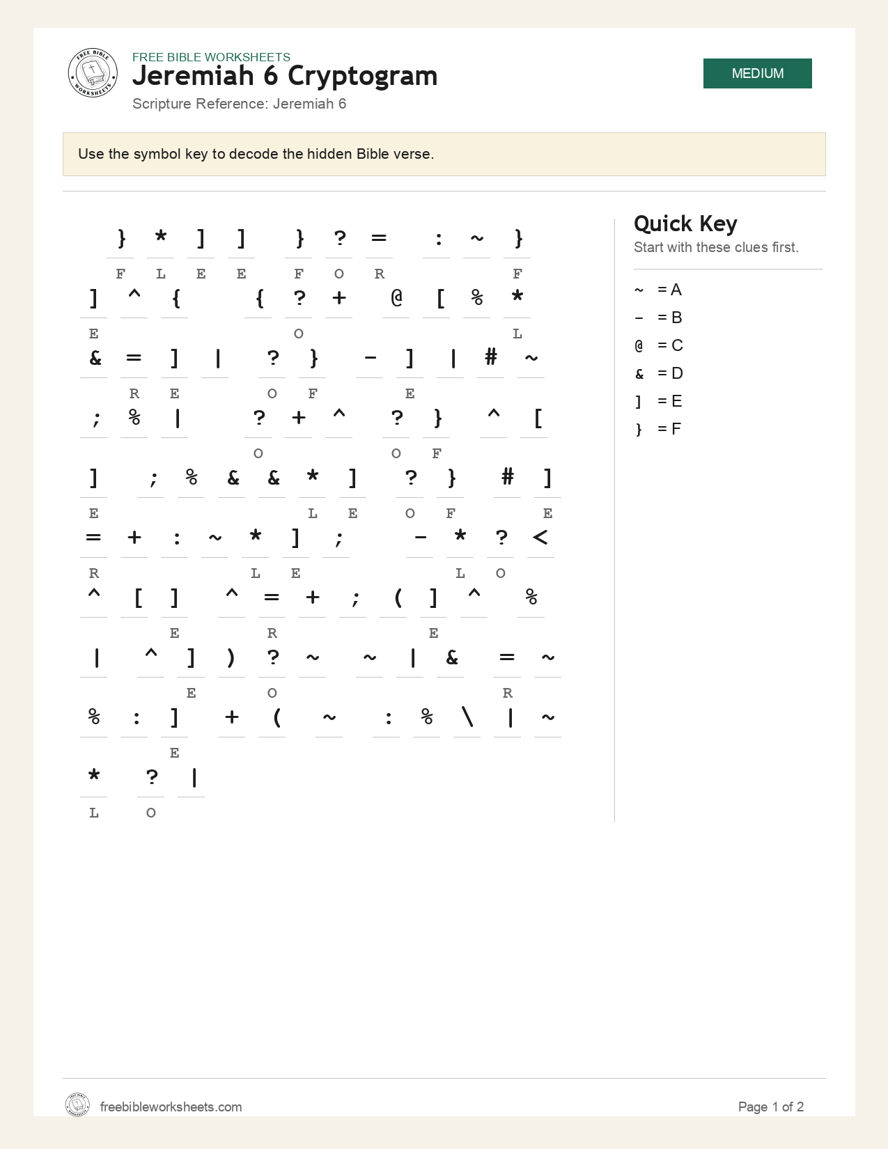 Jeremiah 6 Cryptogram preview