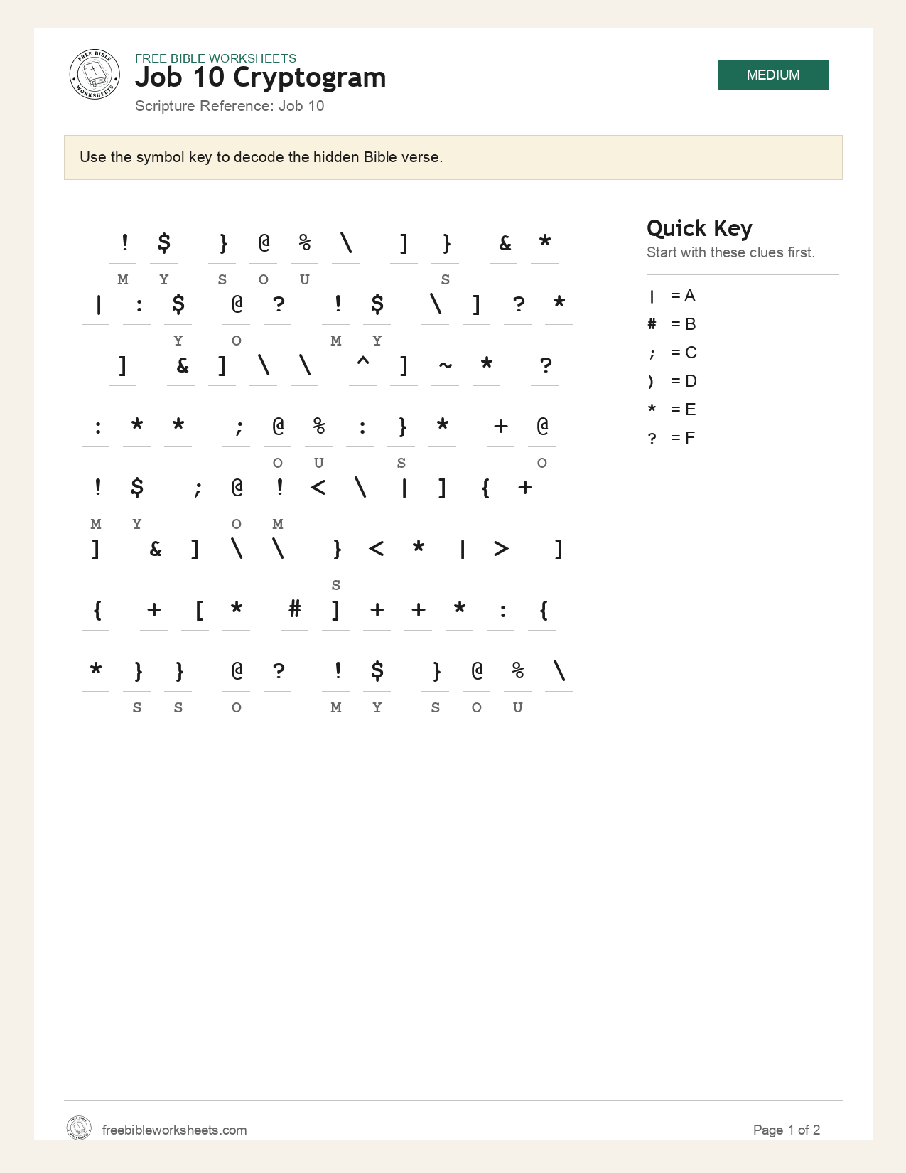 Job 10 Cryptogram preview