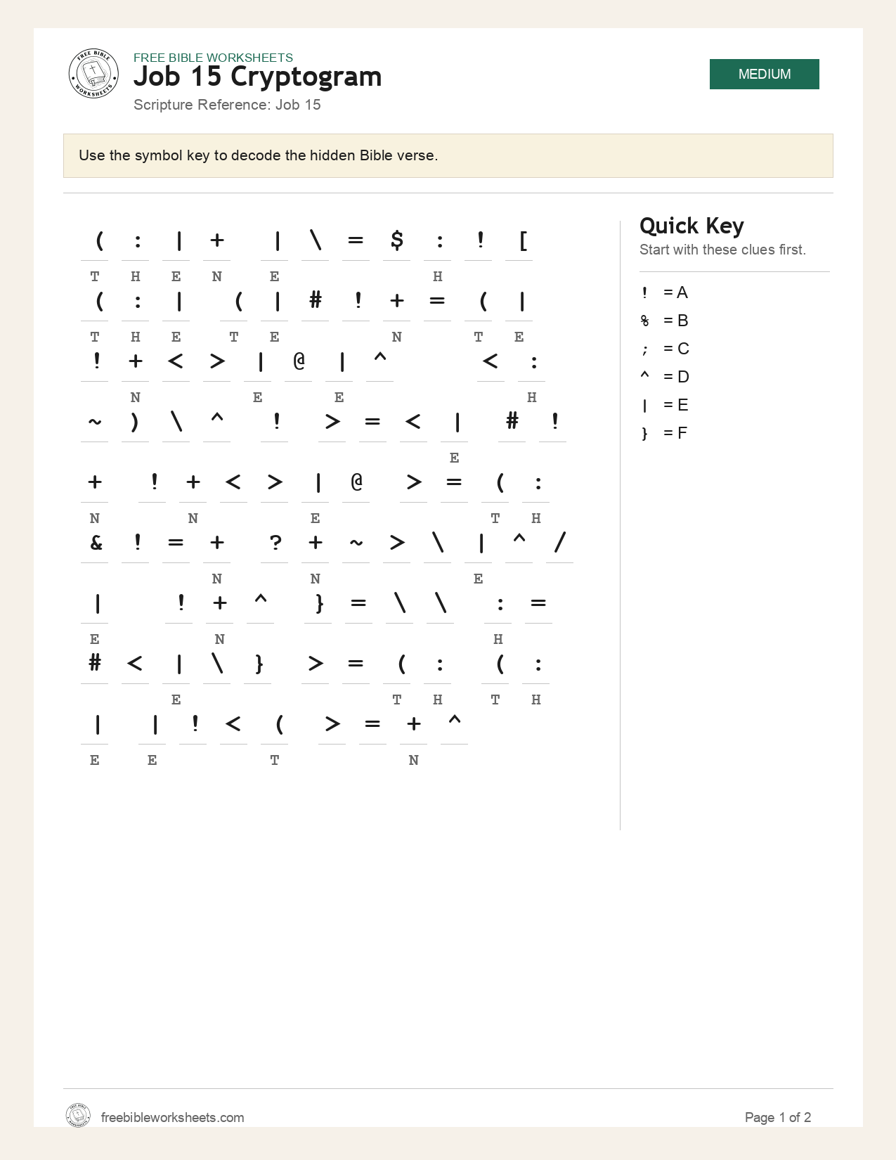 Job 15 Cryptogram preview