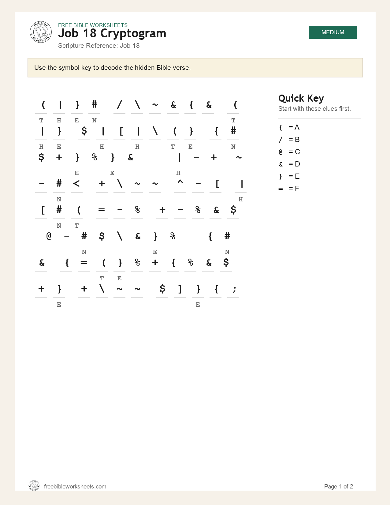 Job 18 Cryptogram preview