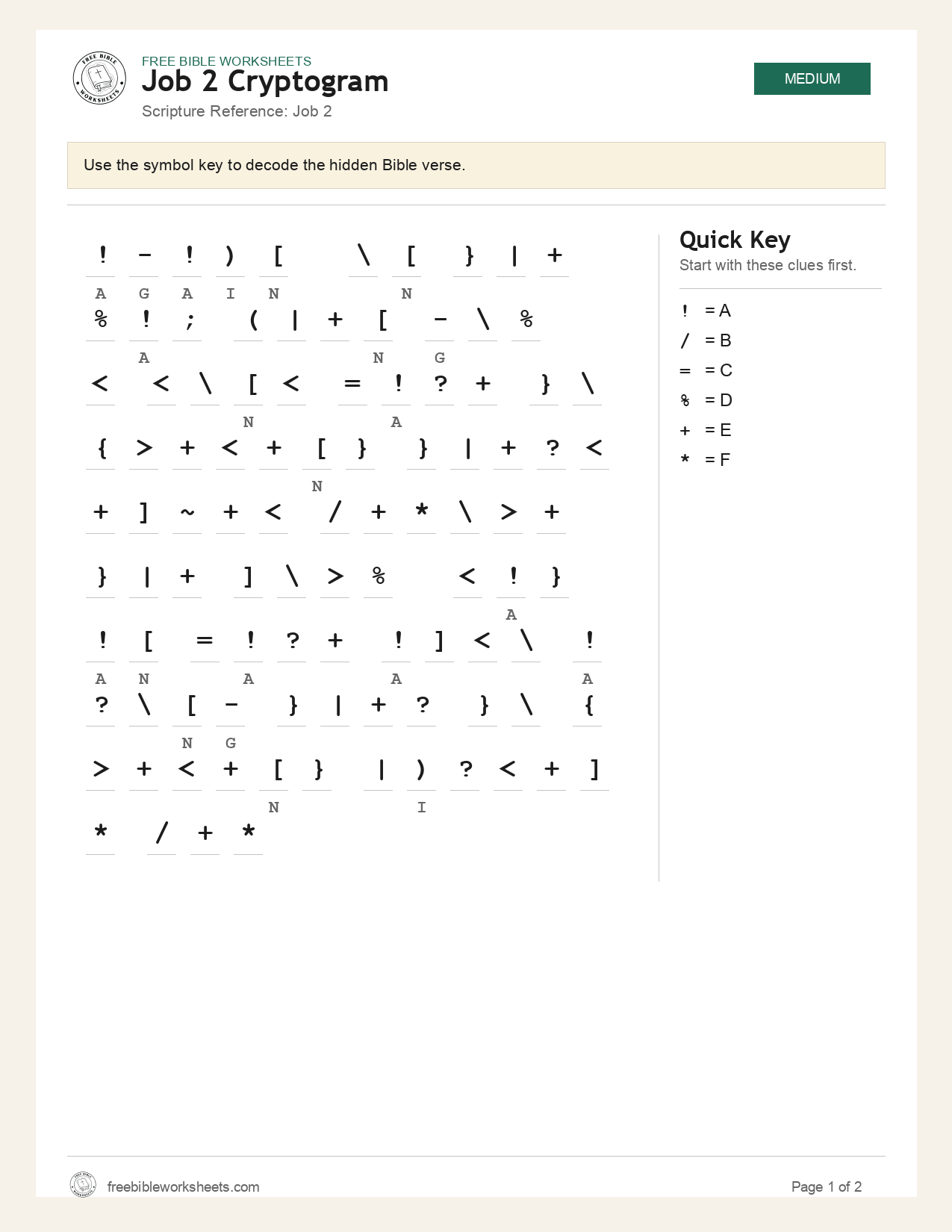 Job 2 Cryptogram preview