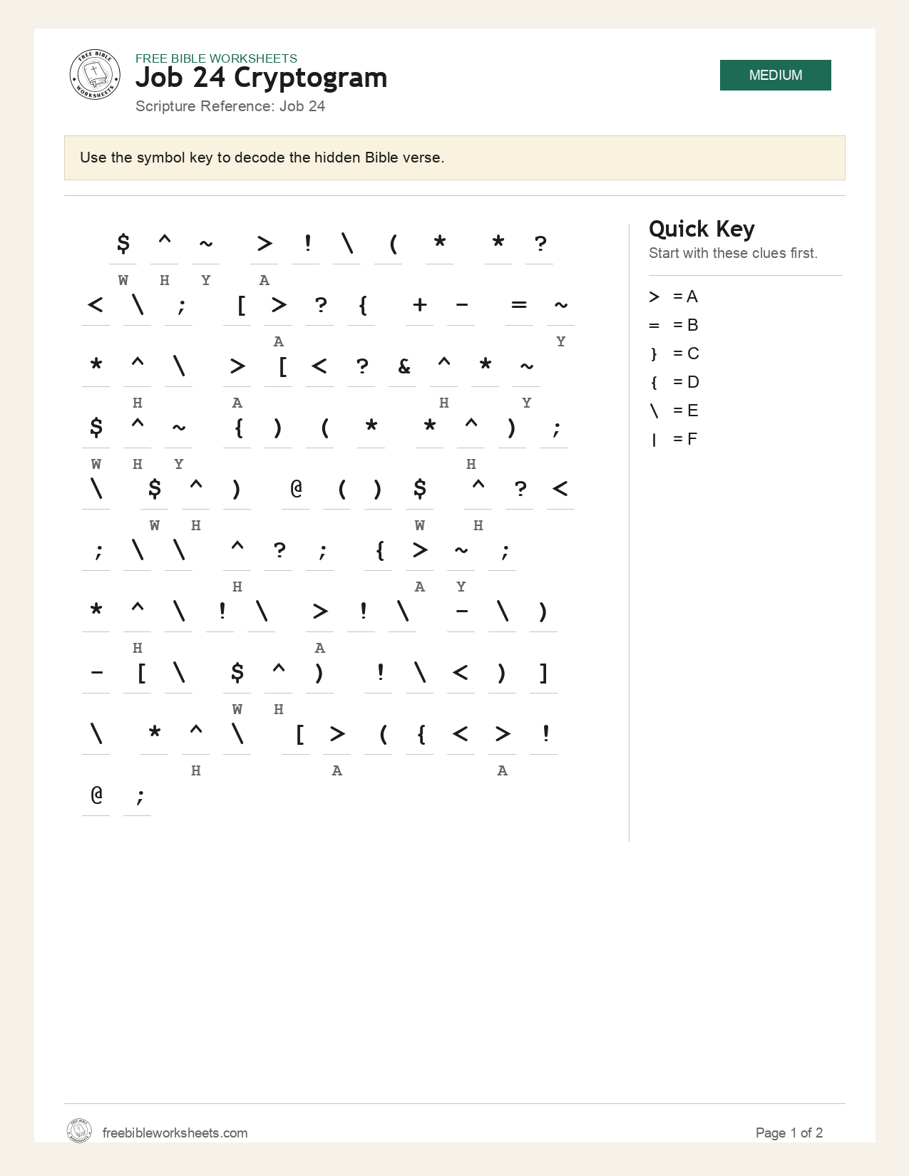 Job 24 Cryptogram preview