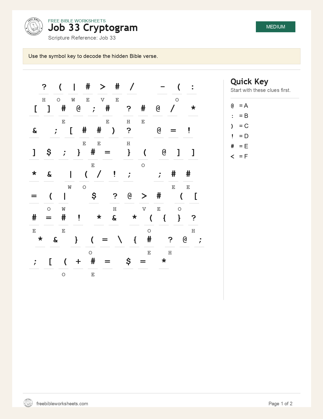 Job 33 Cryptogram preview