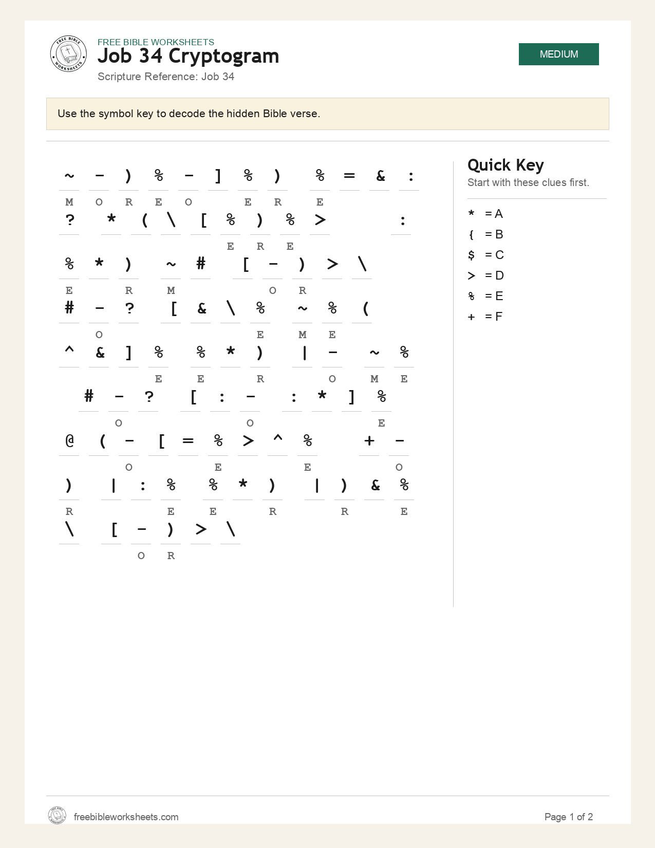 Job 34 Cryptogram preview