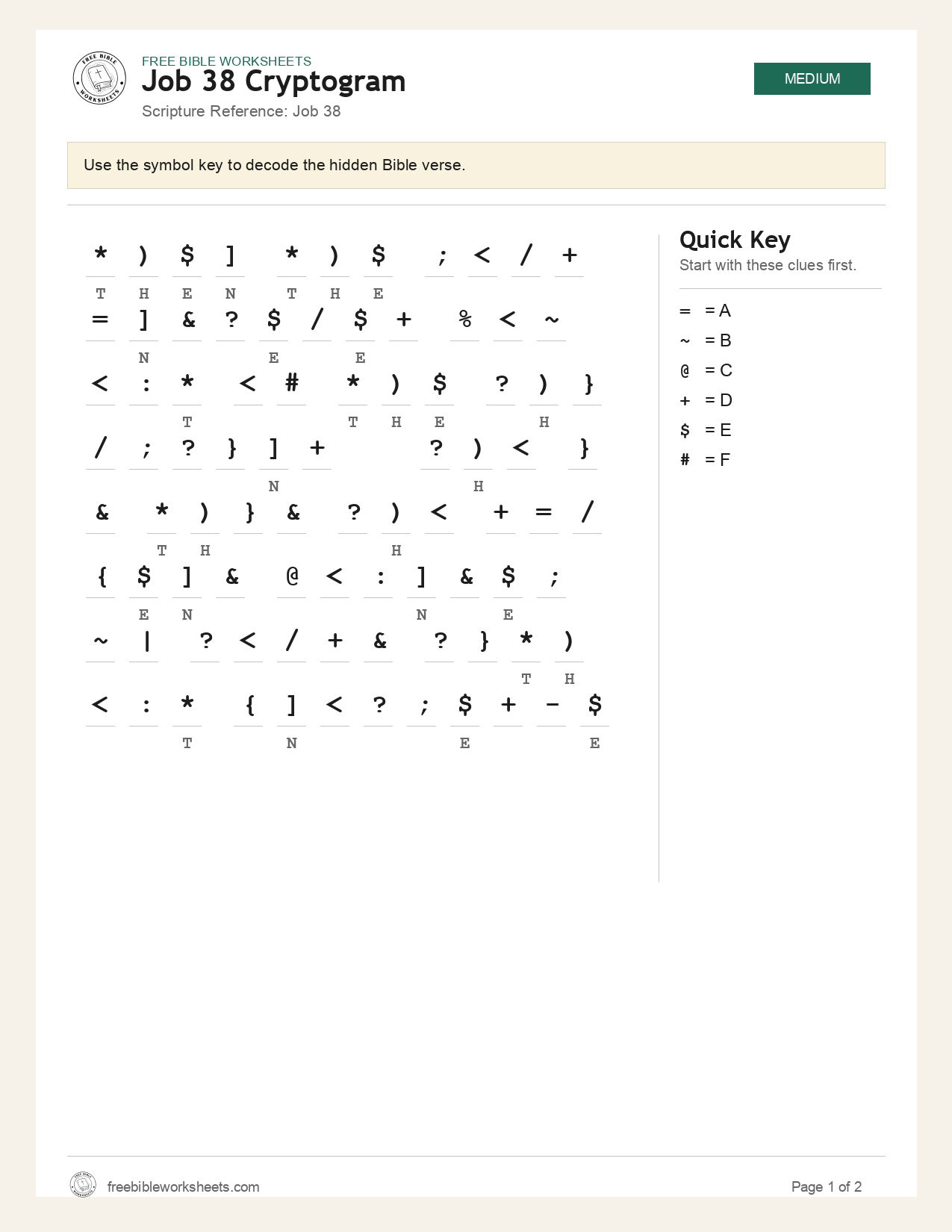 Job 38 Cryptogram preview