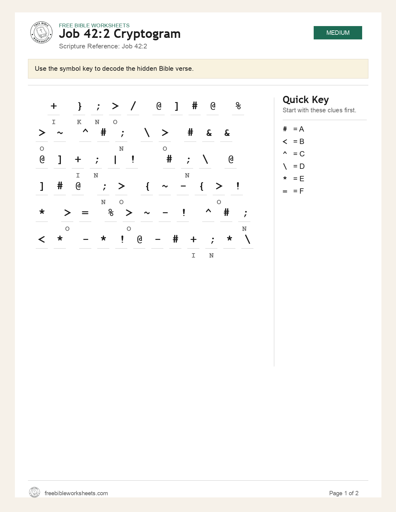 Job 42:2 Cryptogram preview