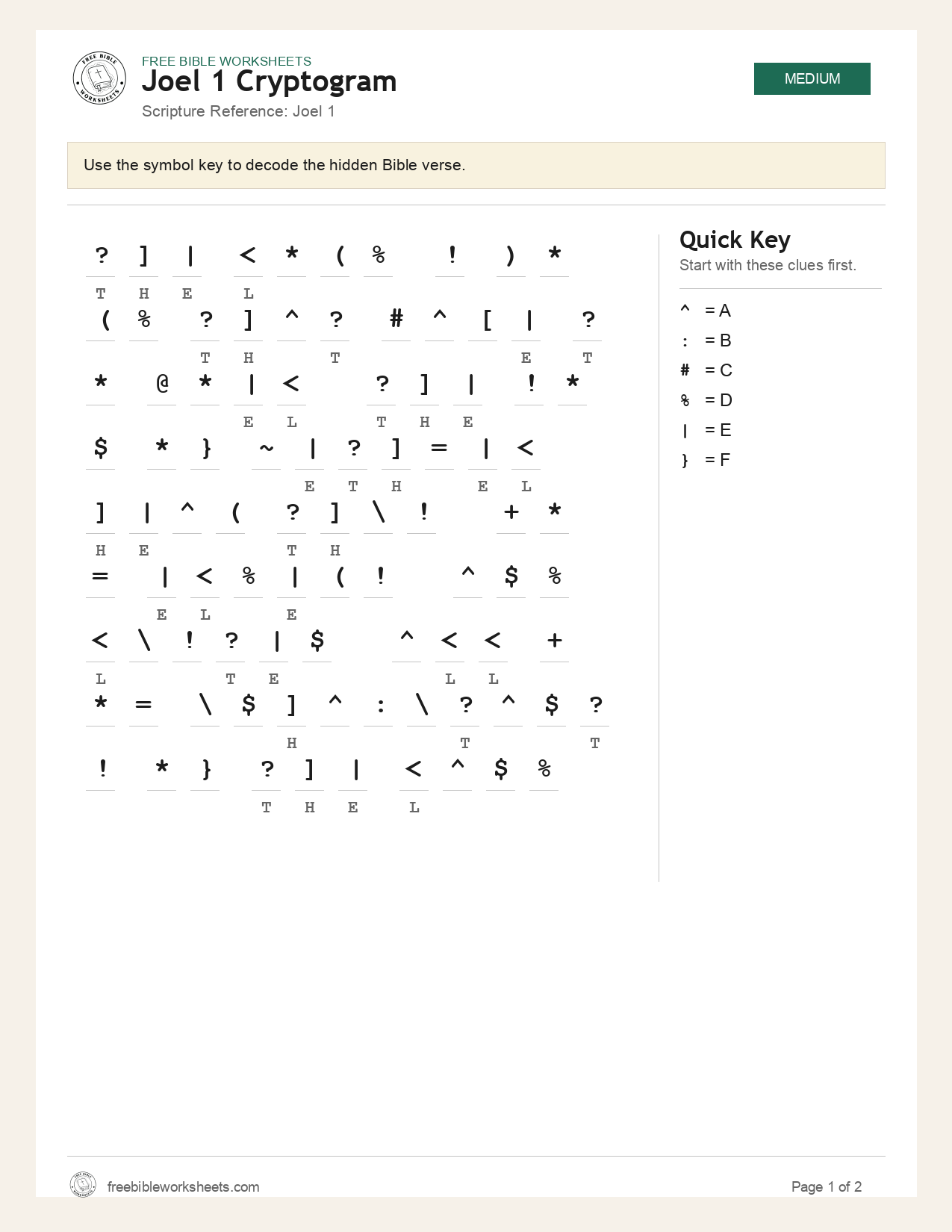 Joel 1 Cryptogram preview