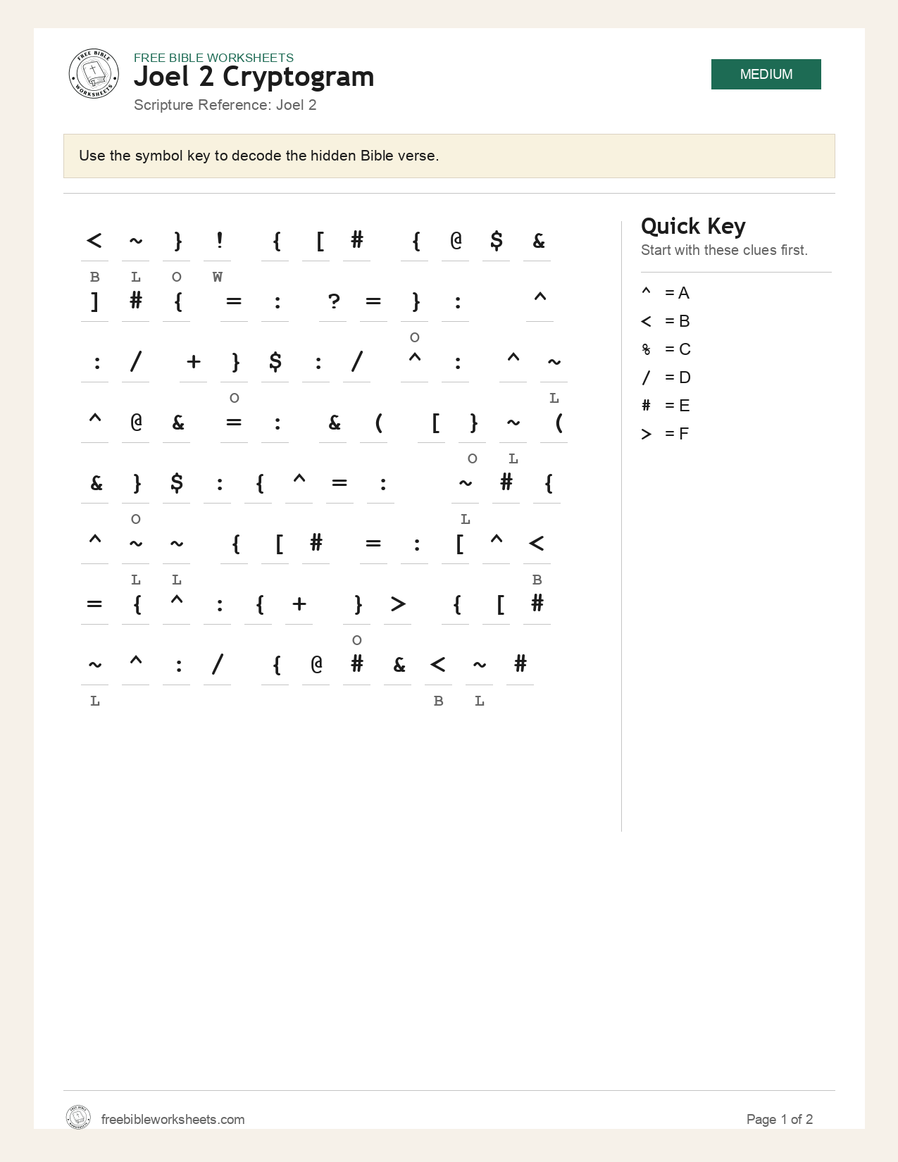 Joel 2 Cryptogram preview