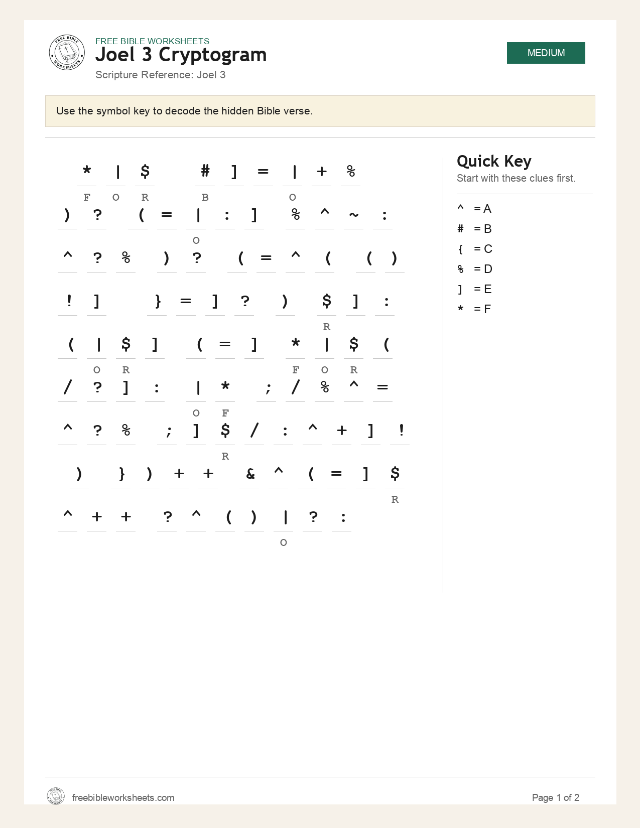 Joel 3 Cryptogram preview