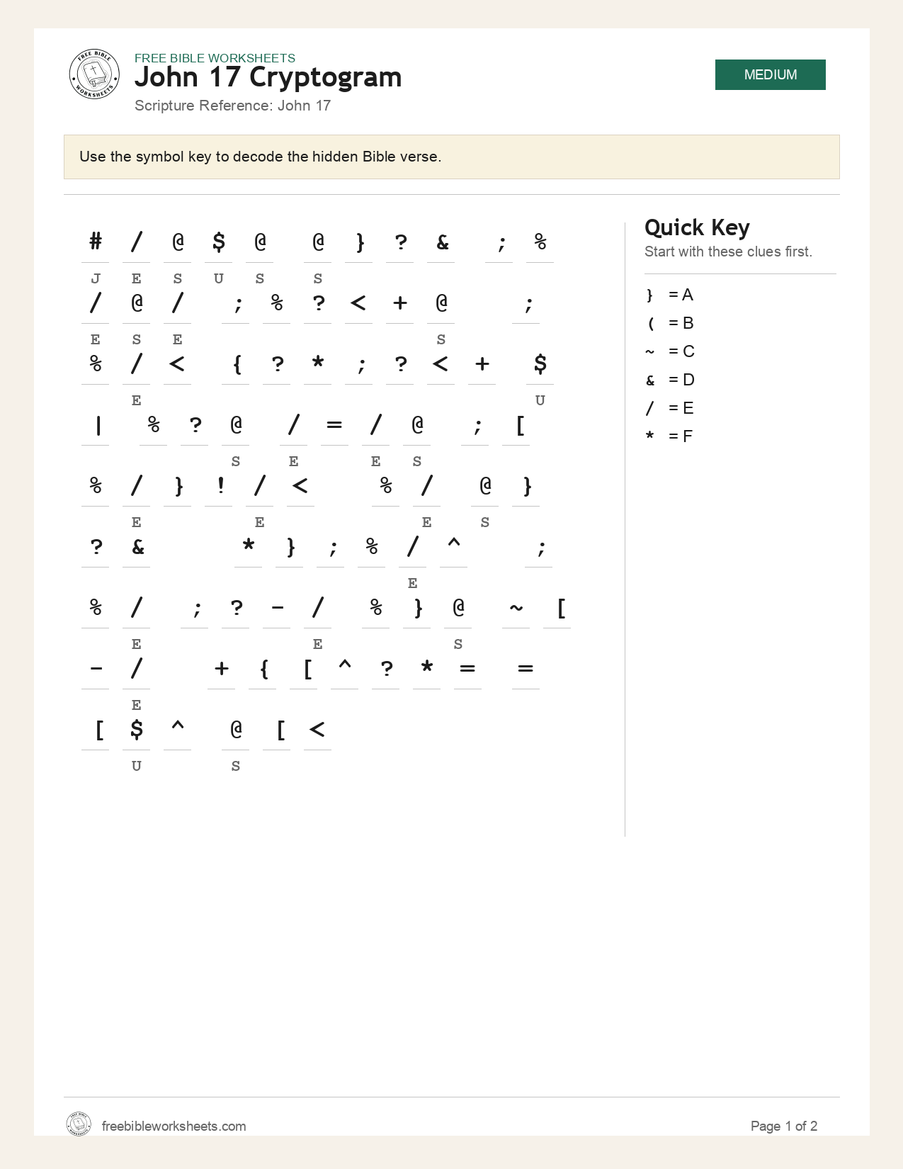 John 17 Cryptogram preview