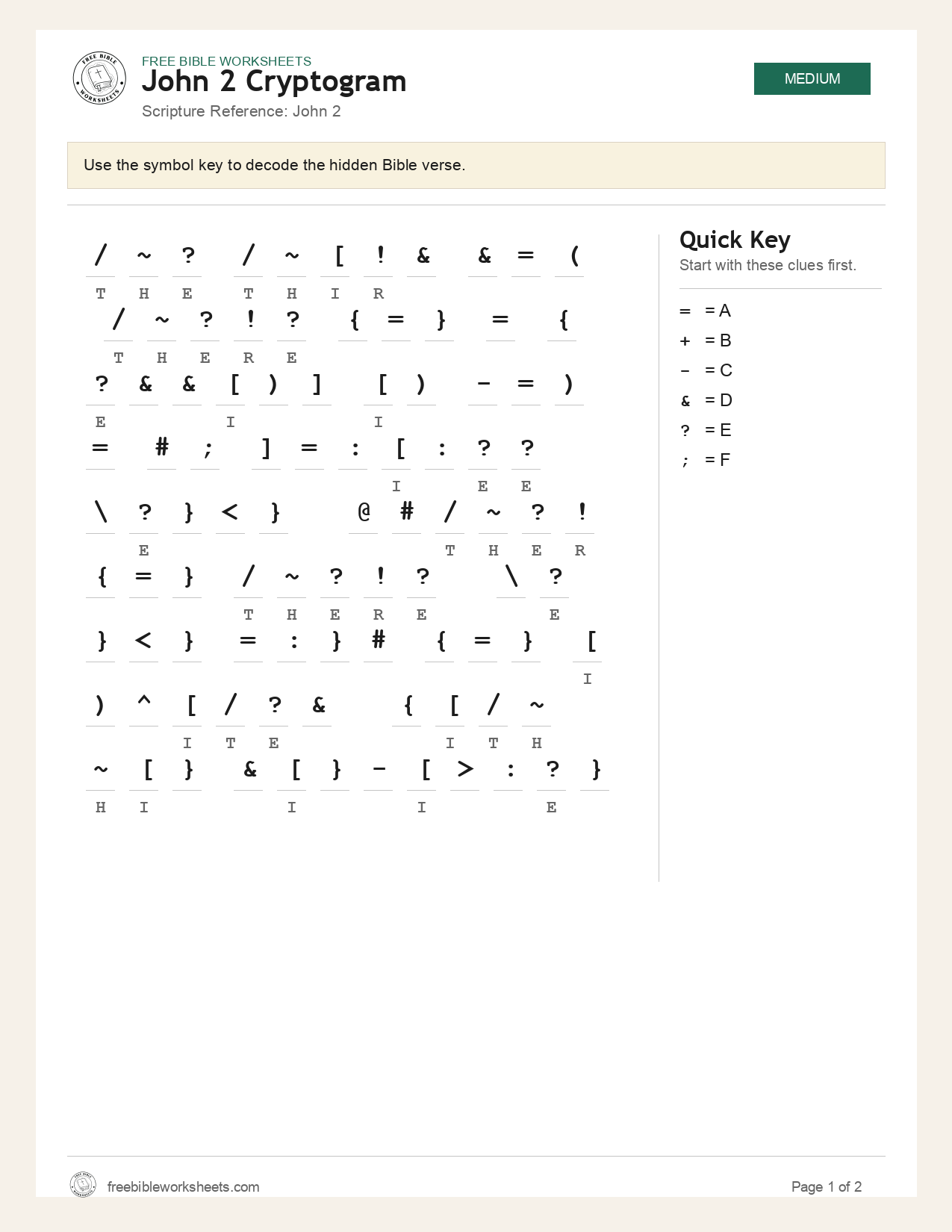 John 2 Cryptogram preview