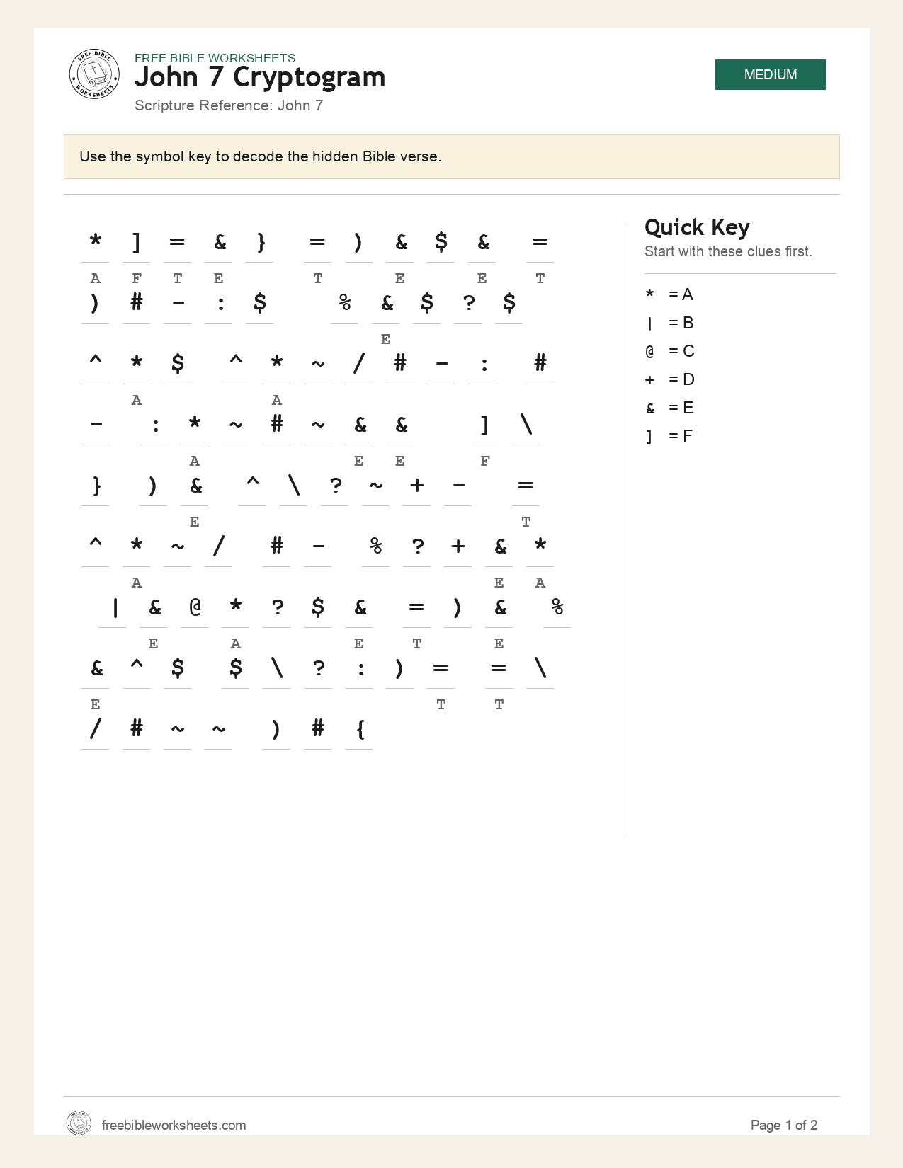 John 7 Cryptogram preview