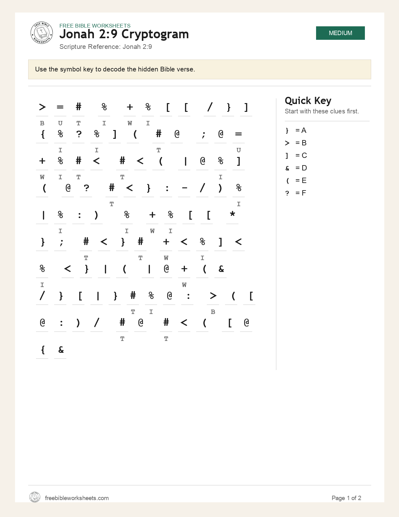 Jonah 2:9 Cryptogram preview