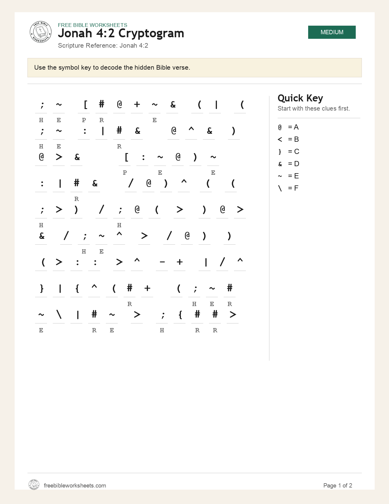 Jonah 4:2 Cryptogram preview