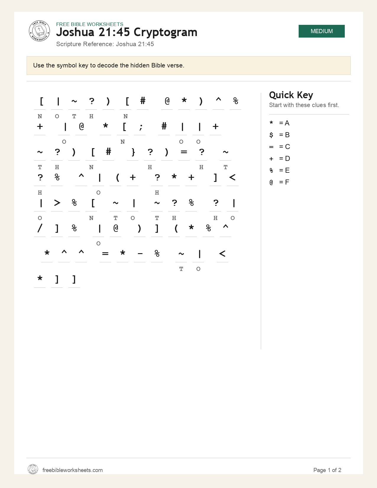 Joshua 21:45 Cryptogram preview