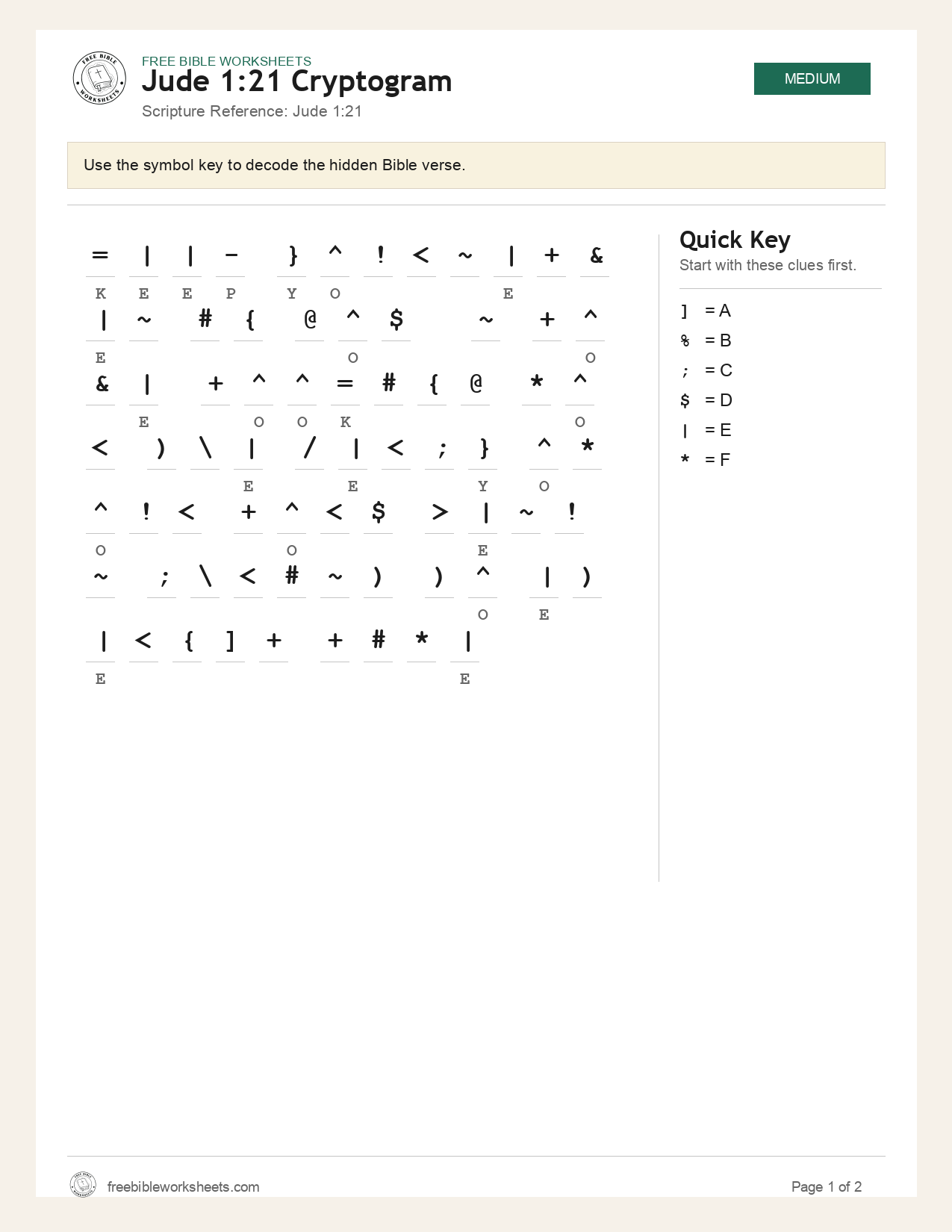 Jude 1:21 Cryptogram preview