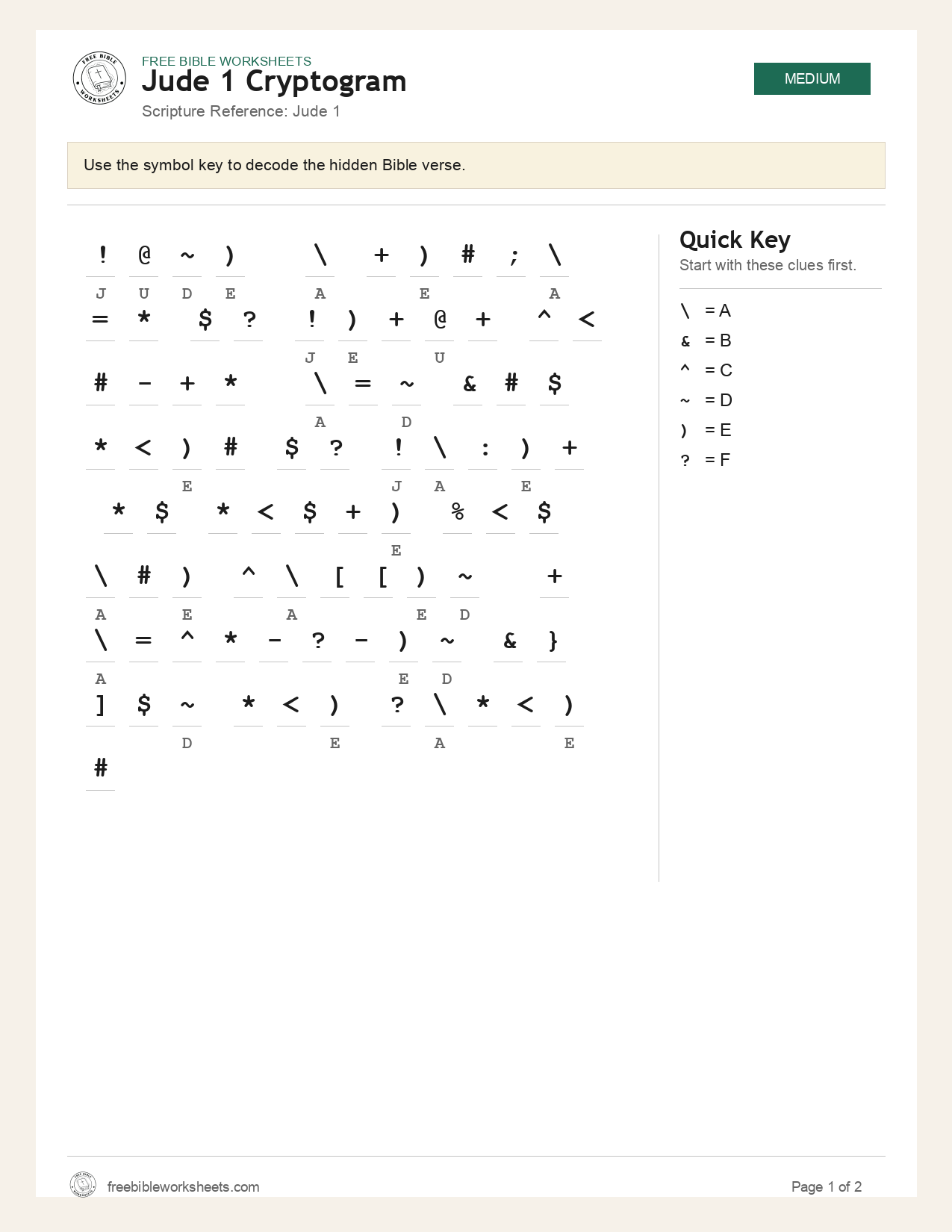 Jude 1 Cryptogram preview