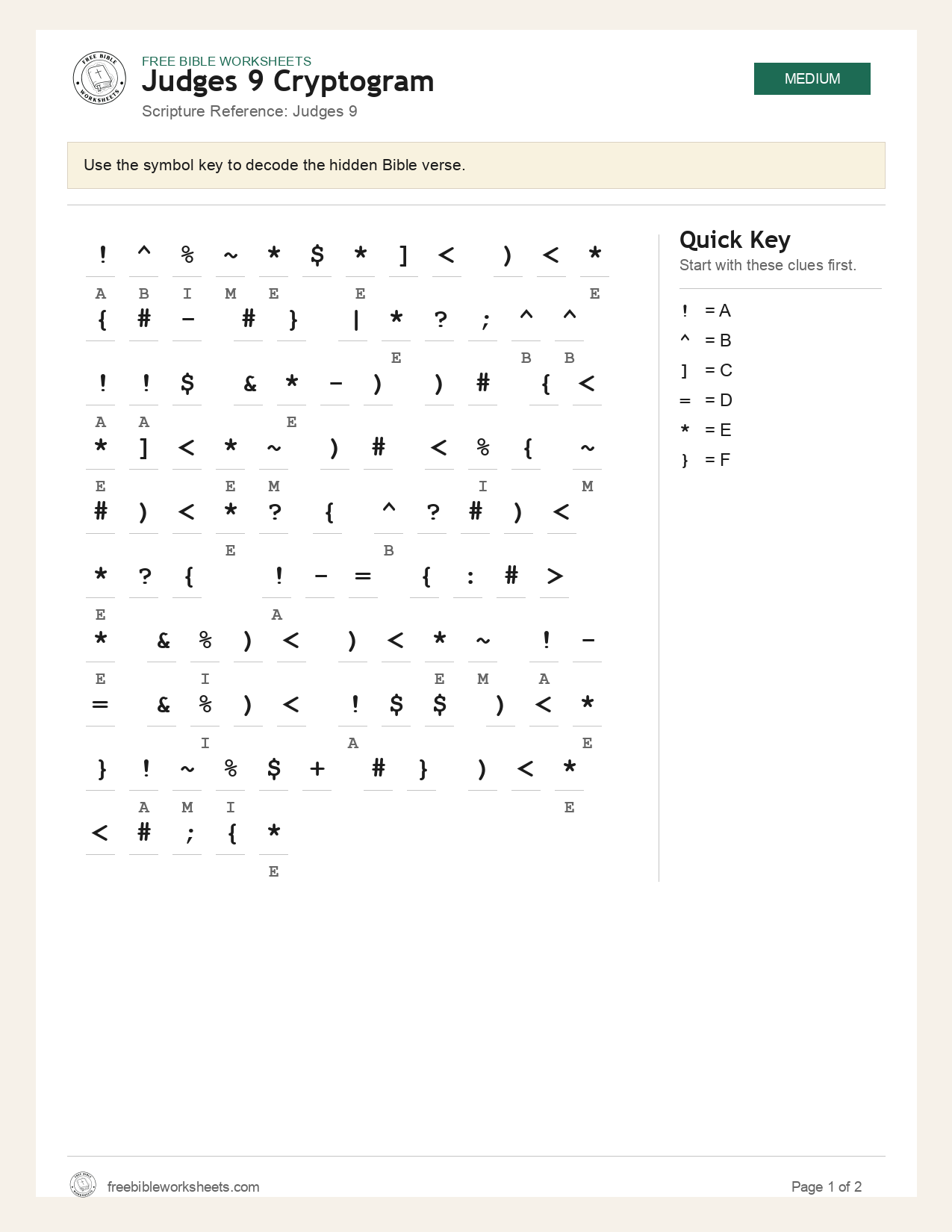 Judges 9 Cryptogram preview
