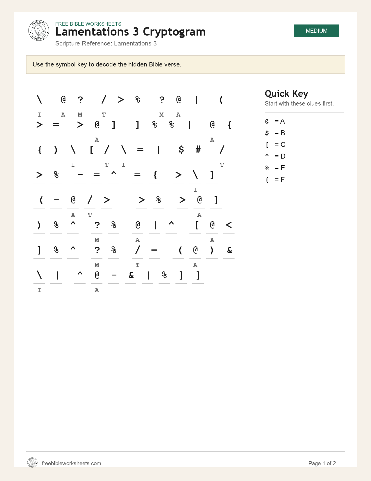 Lamentations 3 Cryptogram preview