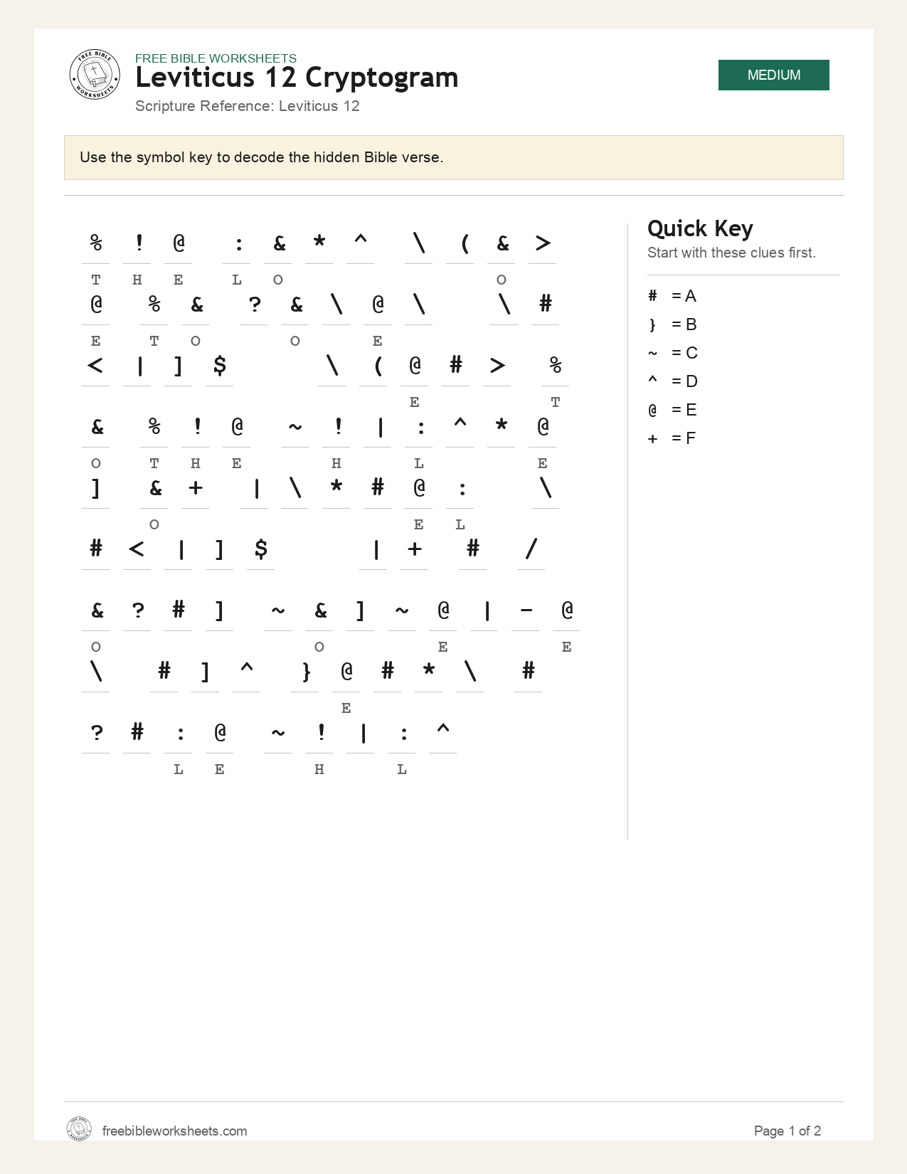 Leviticus 12 Cryptogram preview