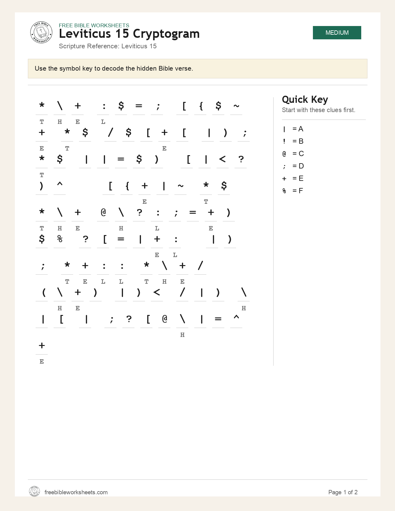 Leviticus 15 Cryptogram preview
