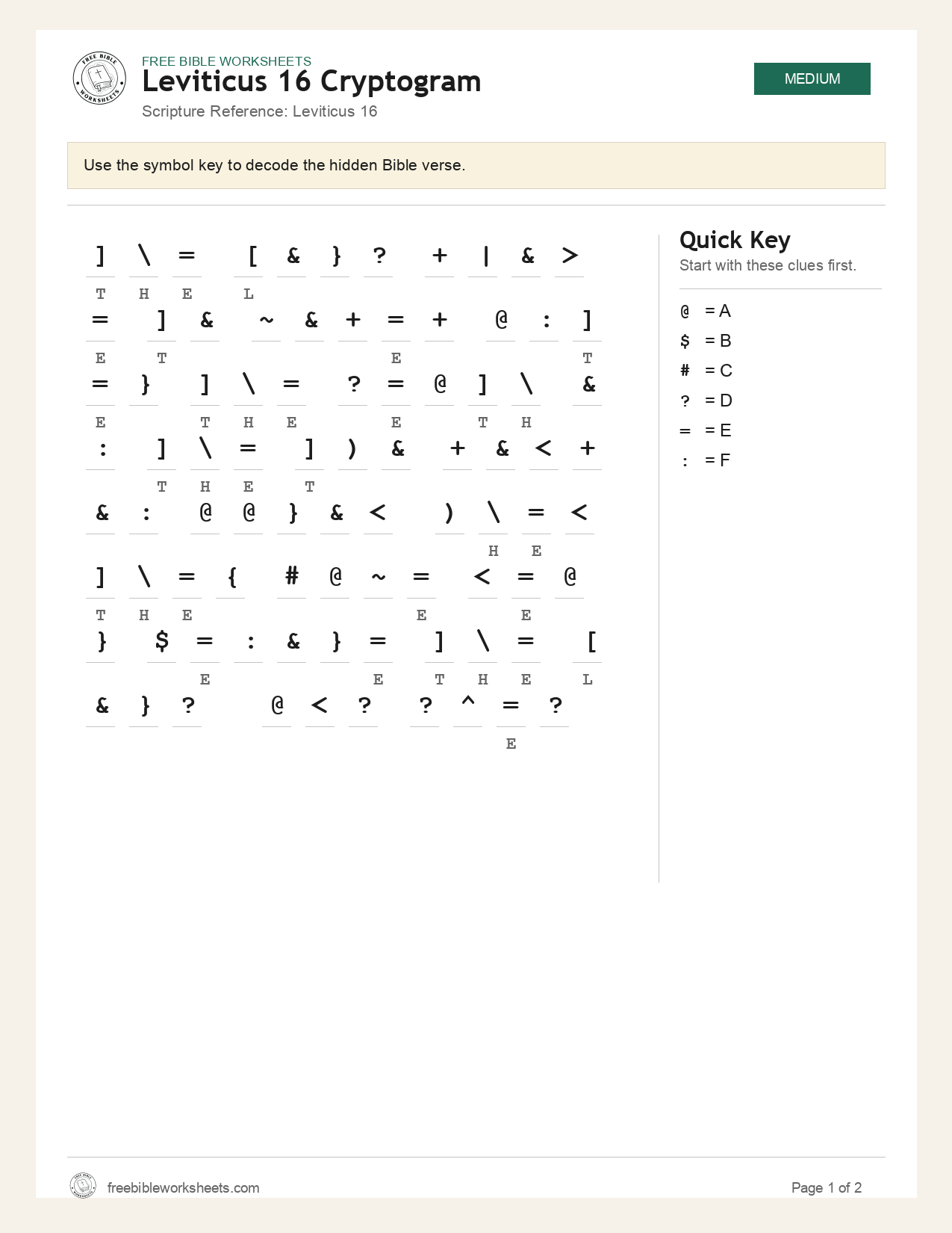 Leviticus 16 Cryptogram preview