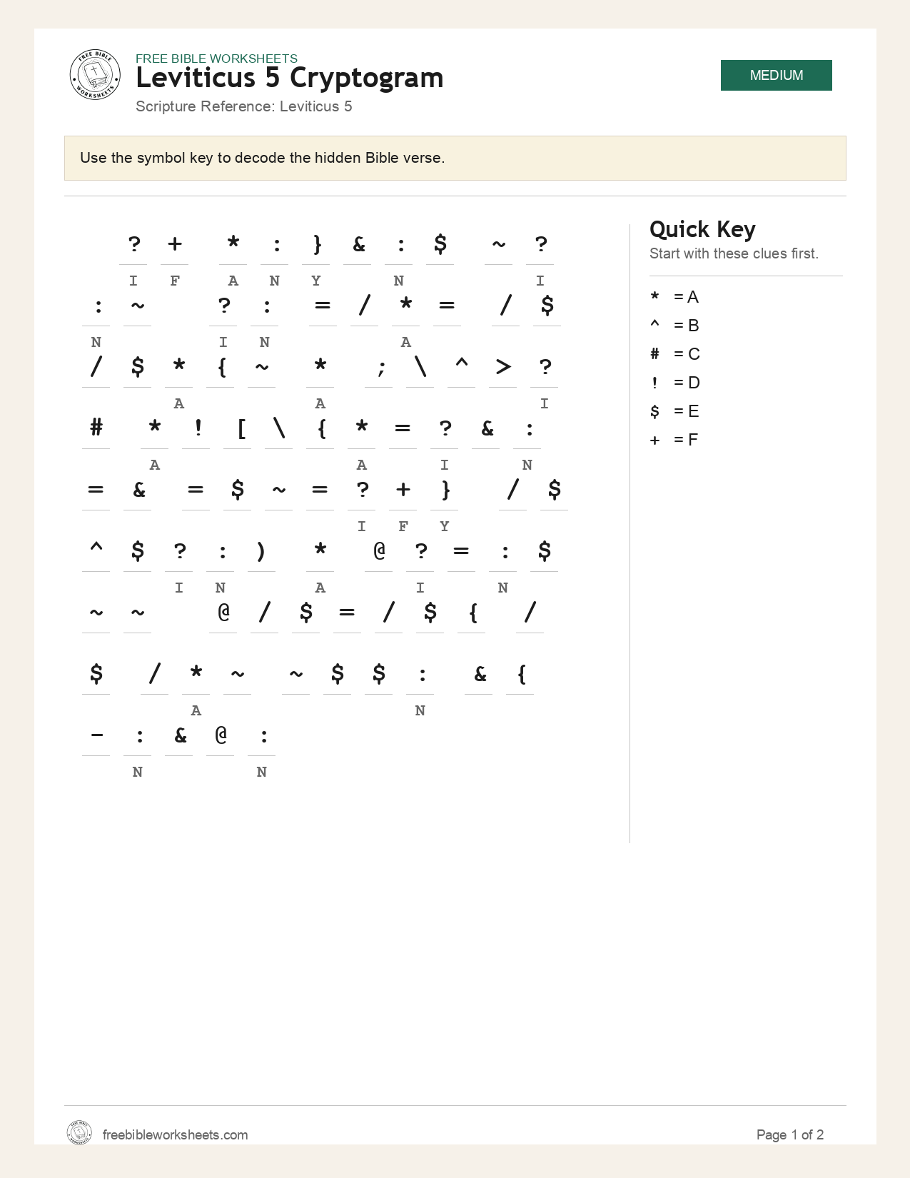 Leviticus 5 Cryptogram preview