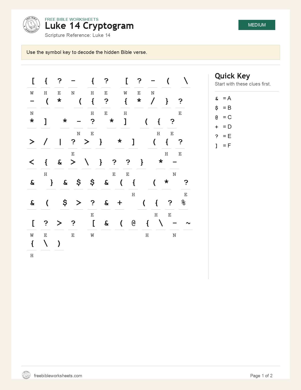 Luke 14 Cryptogram preview