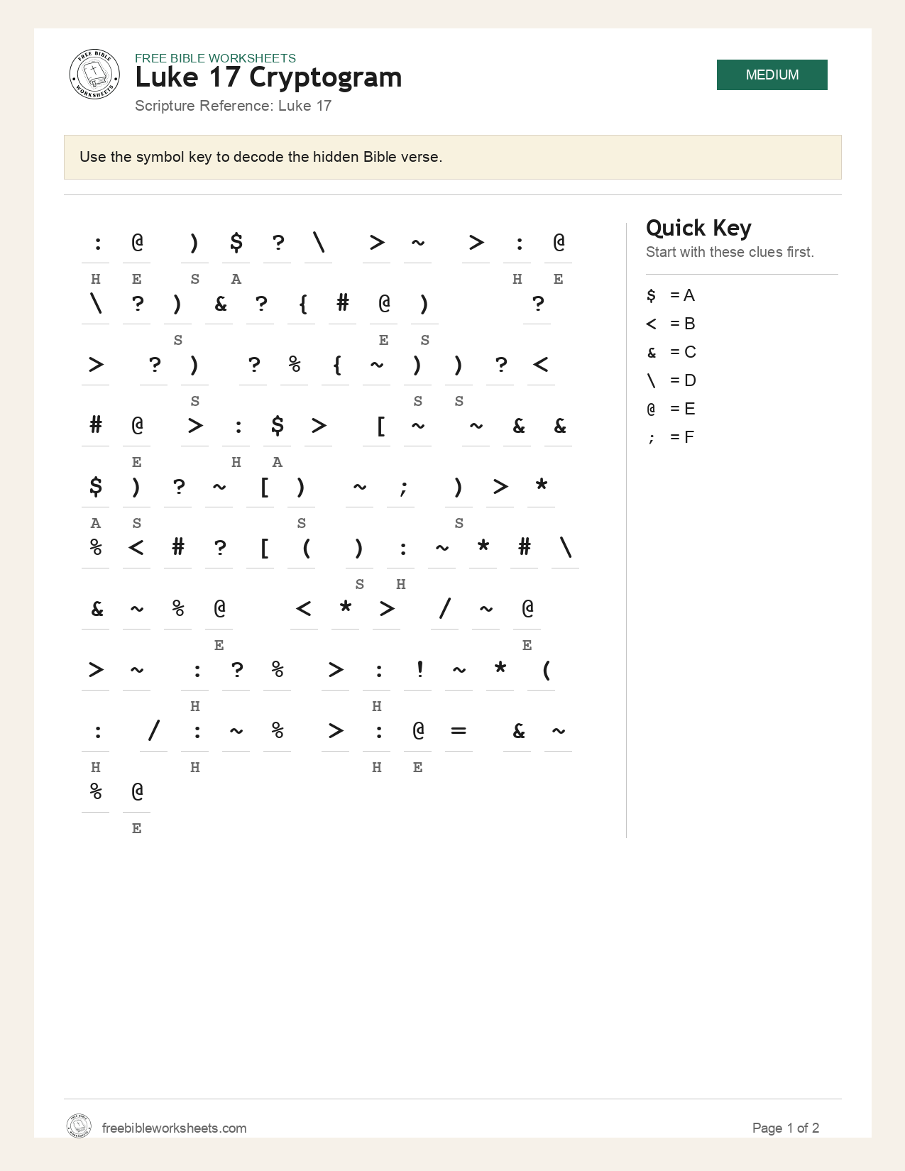 Luke 17 Cryptogram preview