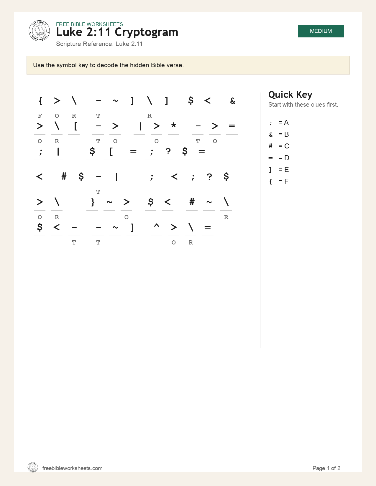 Luke 2:11 Cryptogram preview