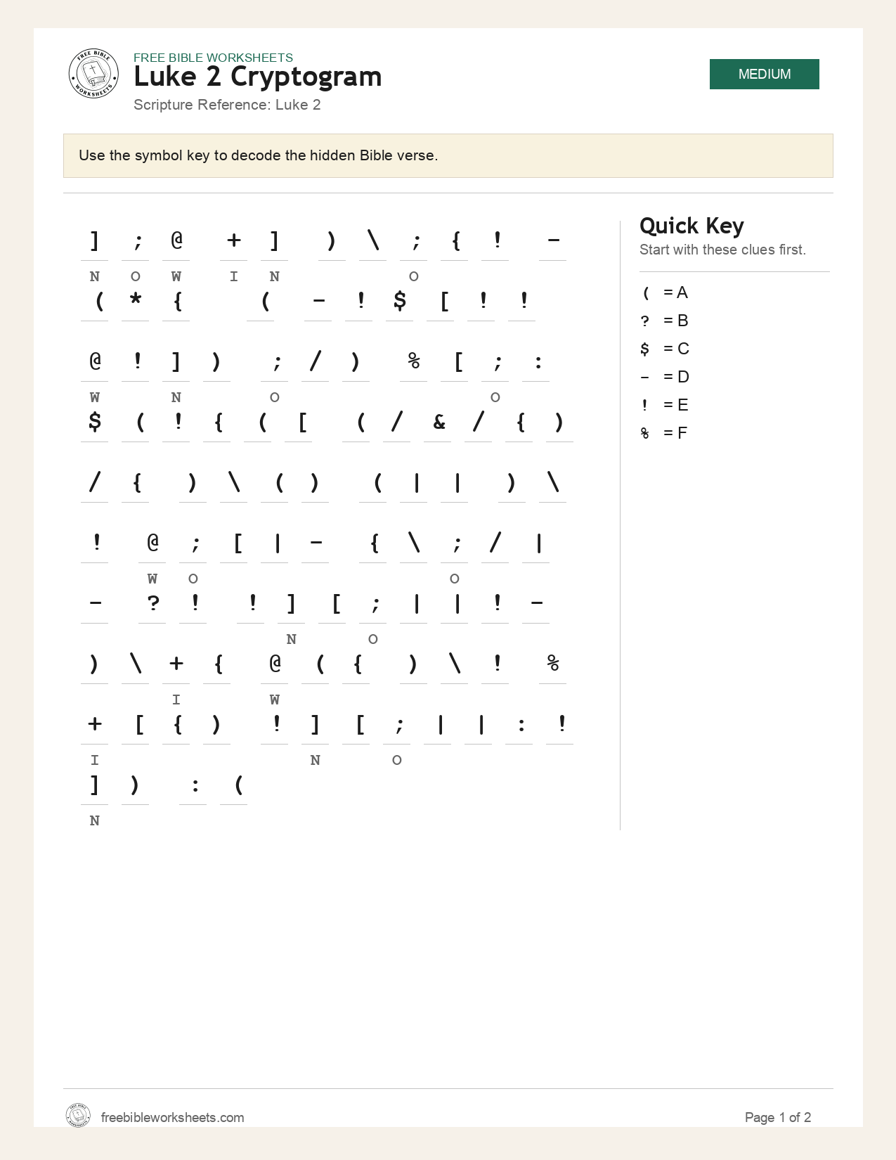 Luke 2 Cryptogram preview