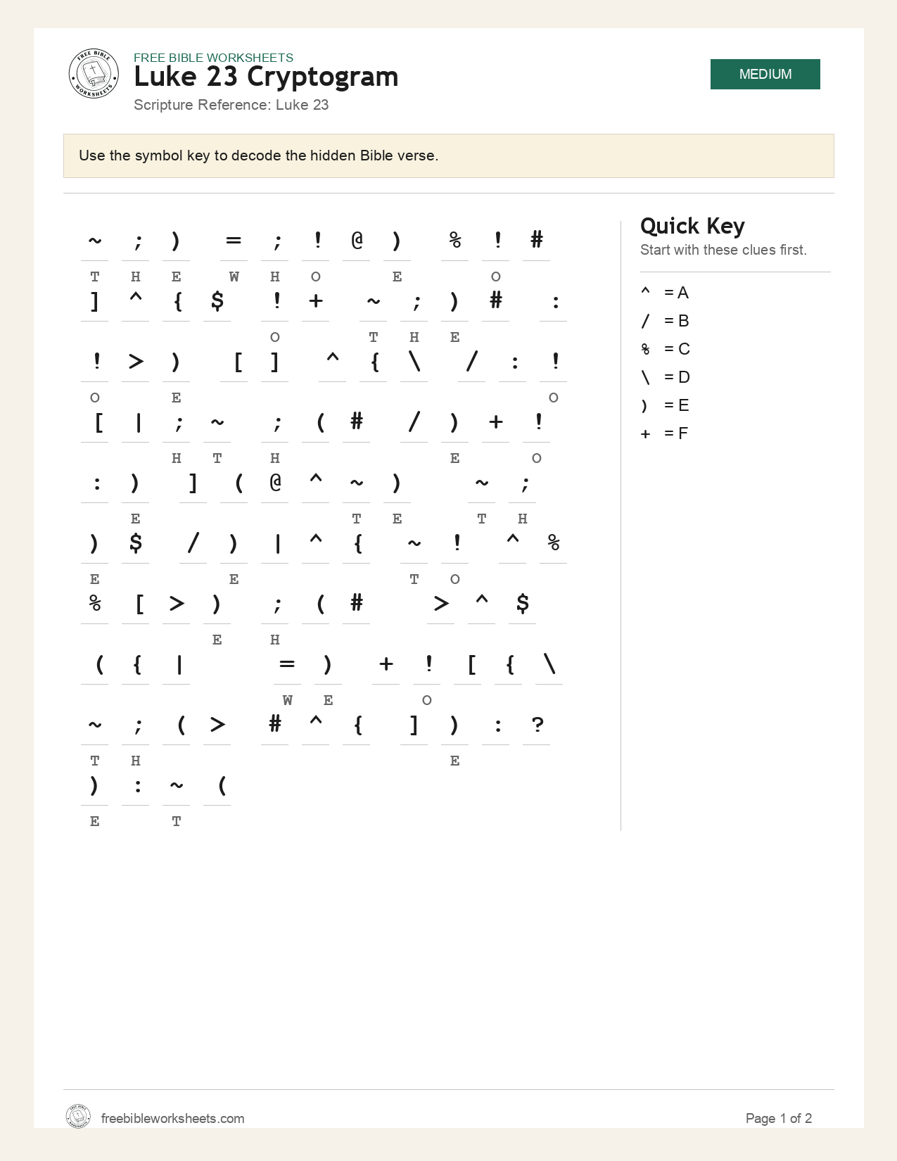 Luke 23 Cryptogram preview