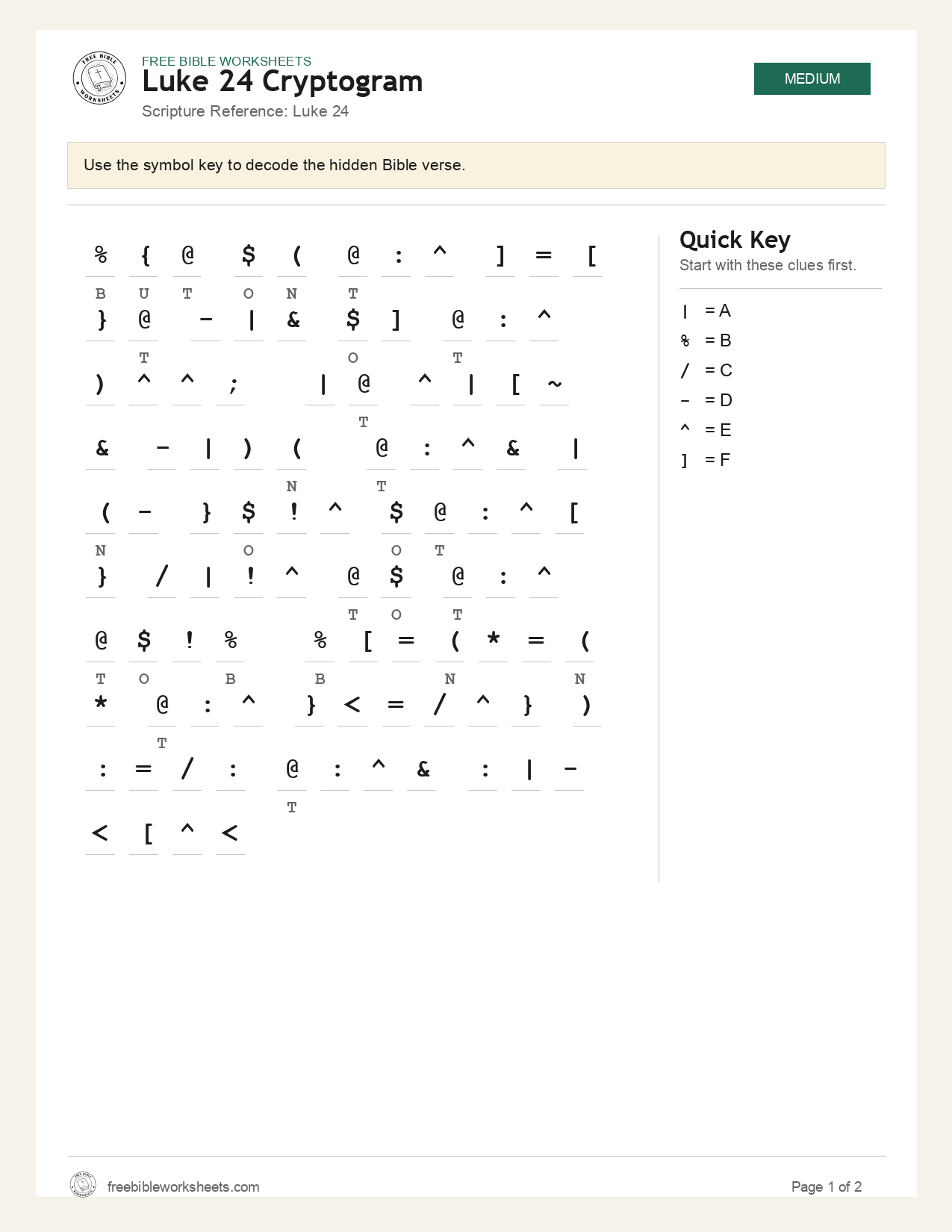 Luke 24 Cryptogram preview
