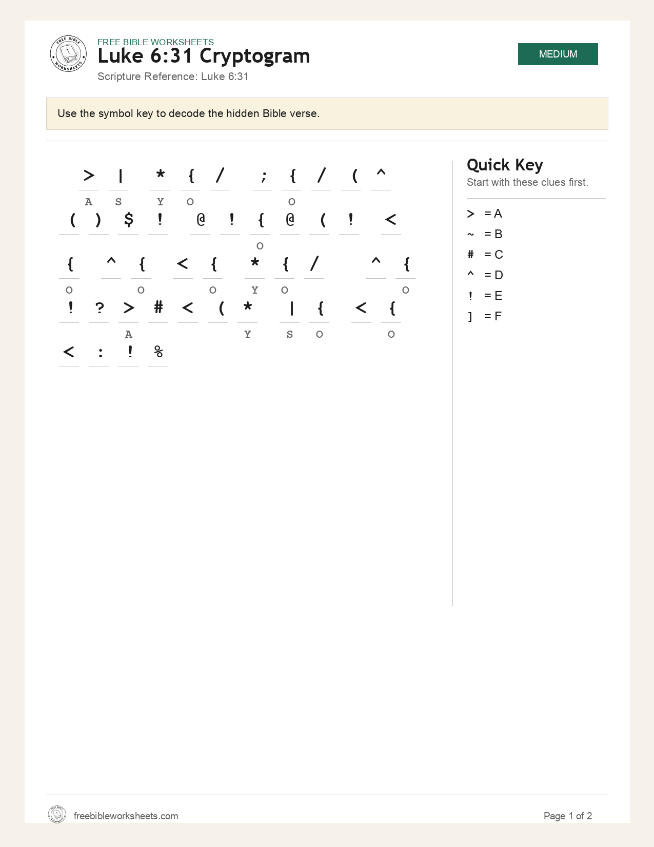 Luke 6:31 Cryptogram preview