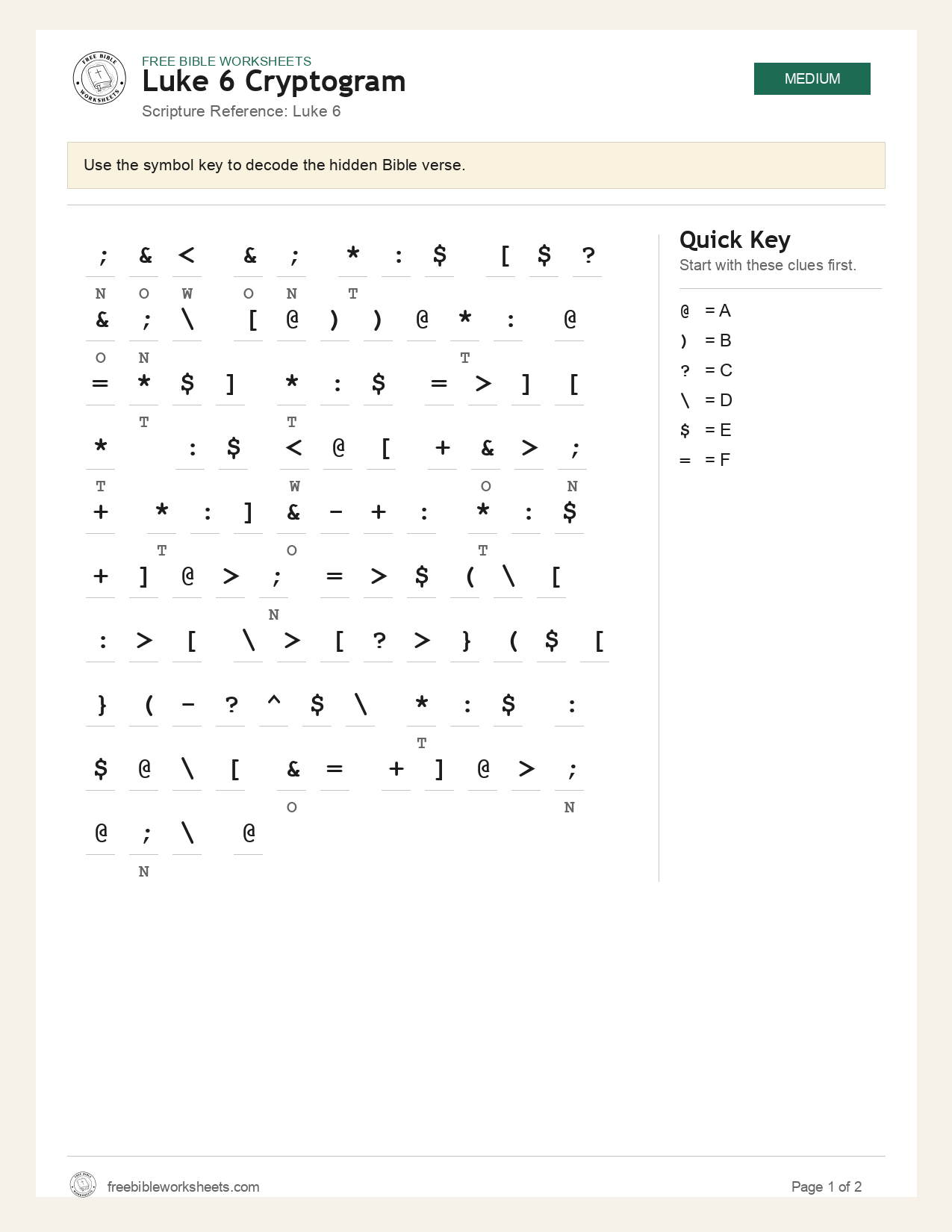 Luke 6 Cryptogram preview