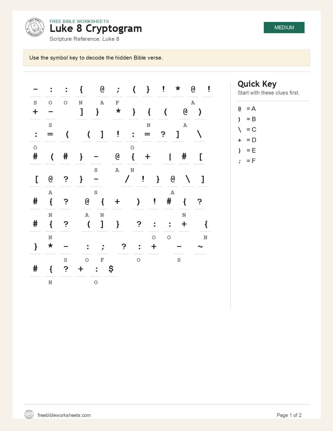 Luke 8 Cryptogram preview