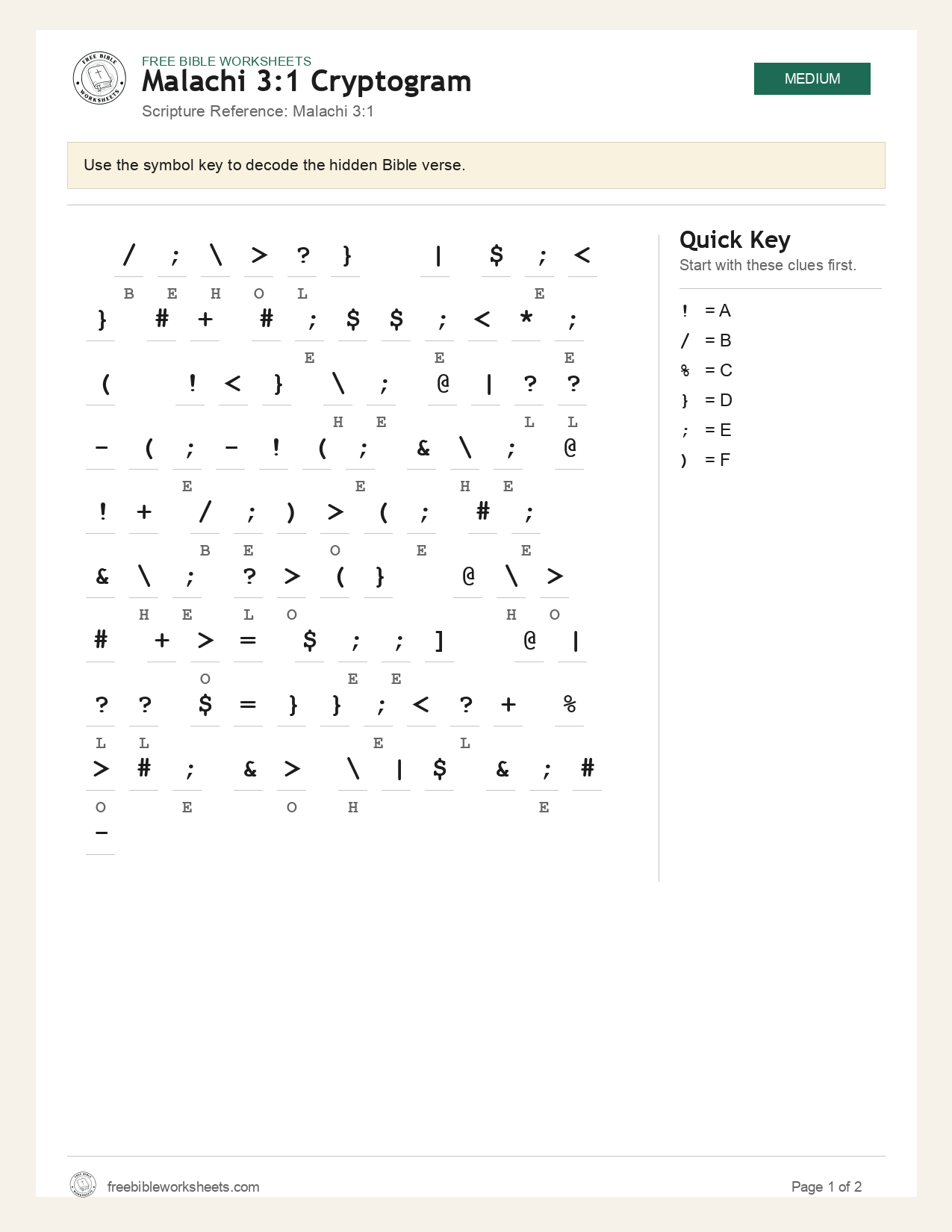 Malachi 3:1 Cryptogram preview