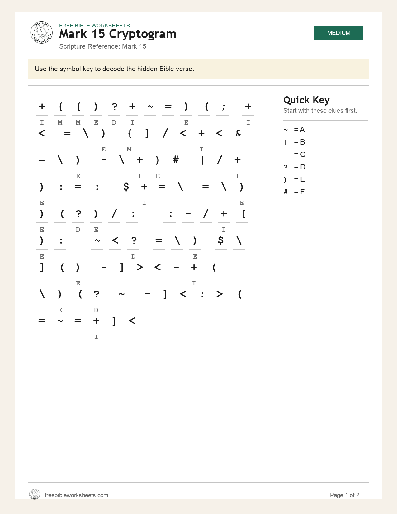 Mark 15 Cryptogram preview