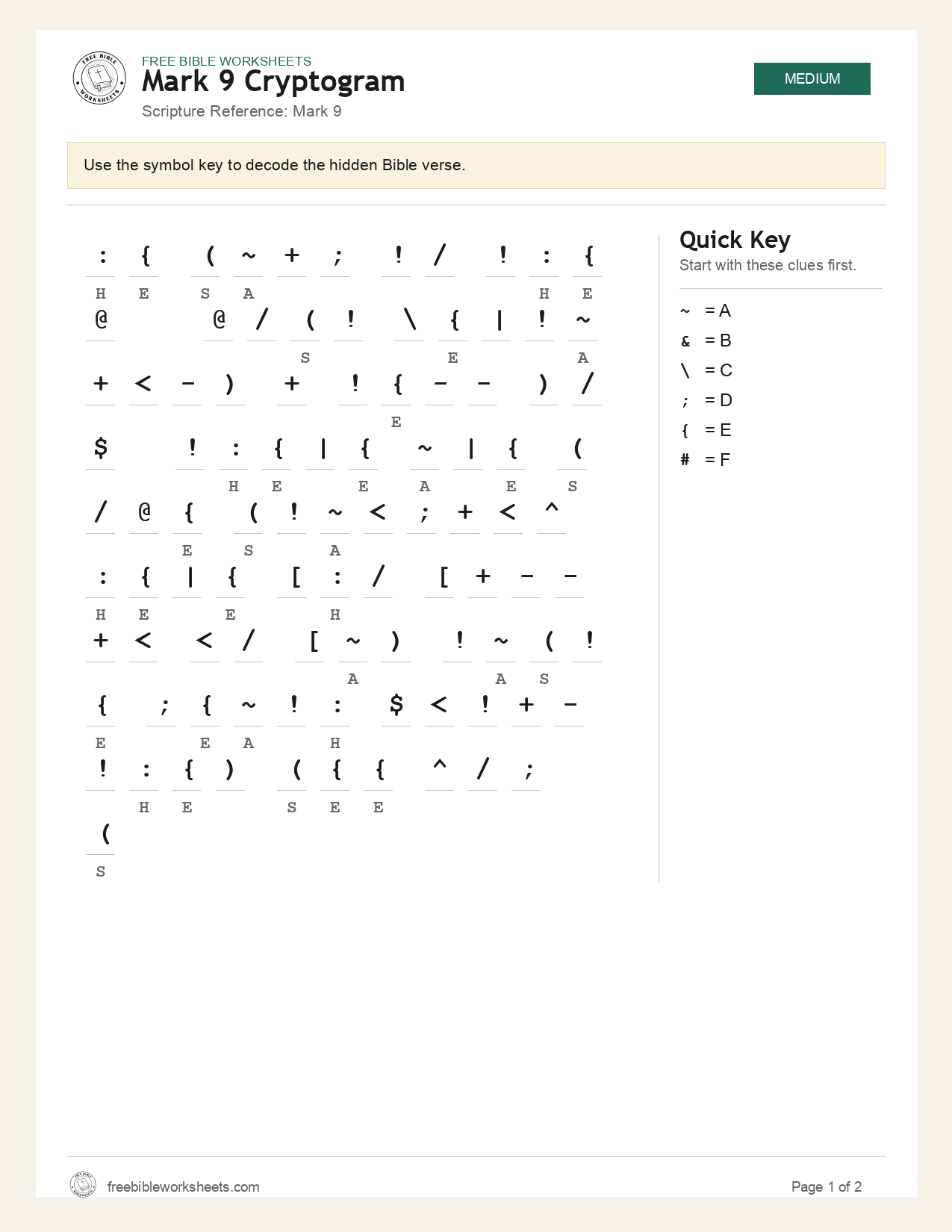 Mark 9 Cryptogram preview